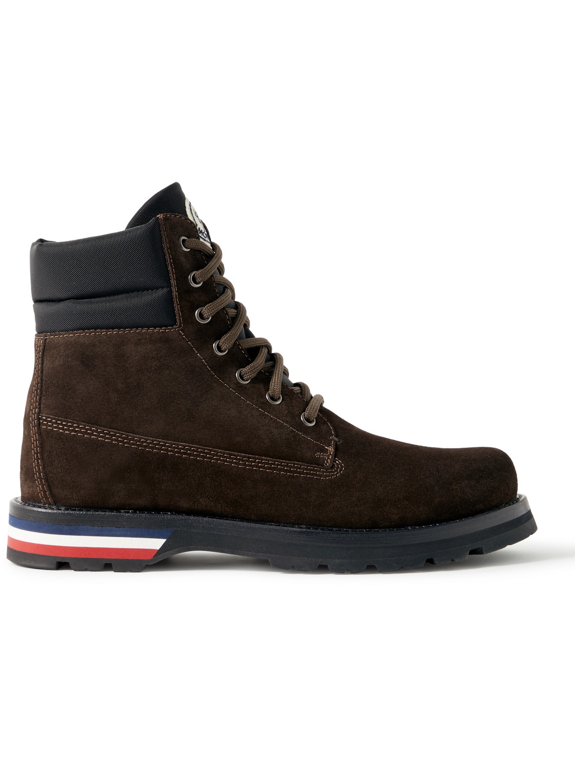 Shop Moncler Vancouver Shell-trimmed Suede Hiking Boots In Brown