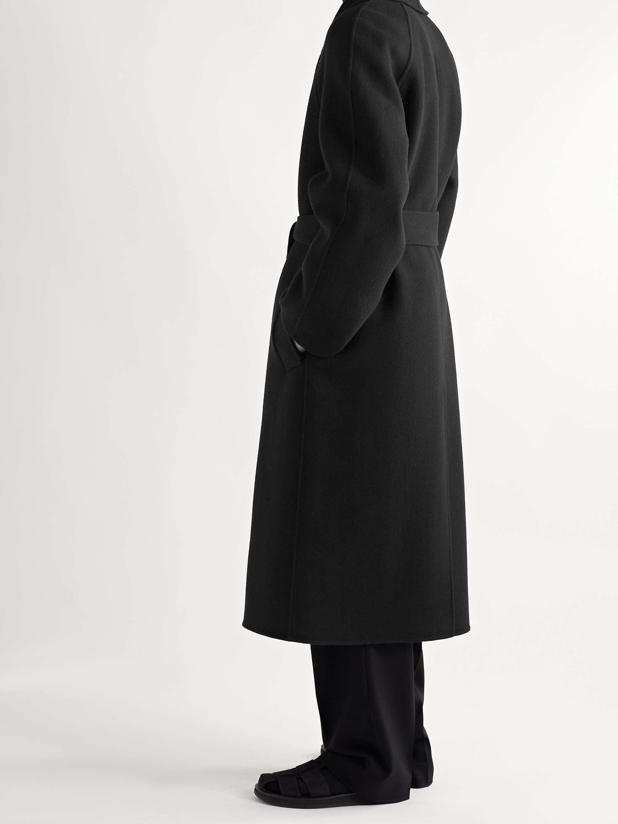 THE ROW Ferro Shawl-Collar Belted Double-Breasted Wool-Blend Felt Coat