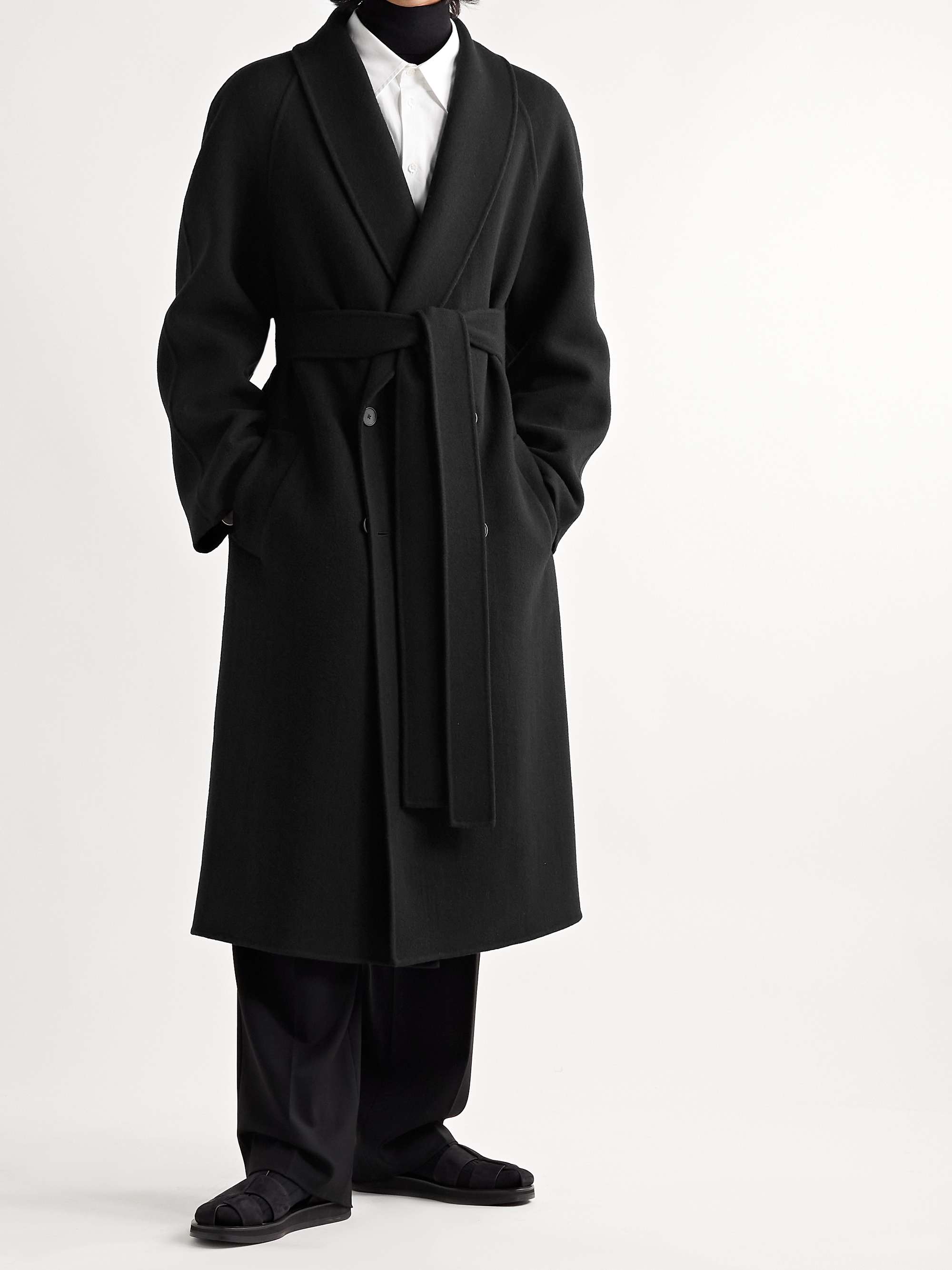 THE ROW Ferro Shawl-Collar Belted Double-Breasted Wool-Blend Felt Coat