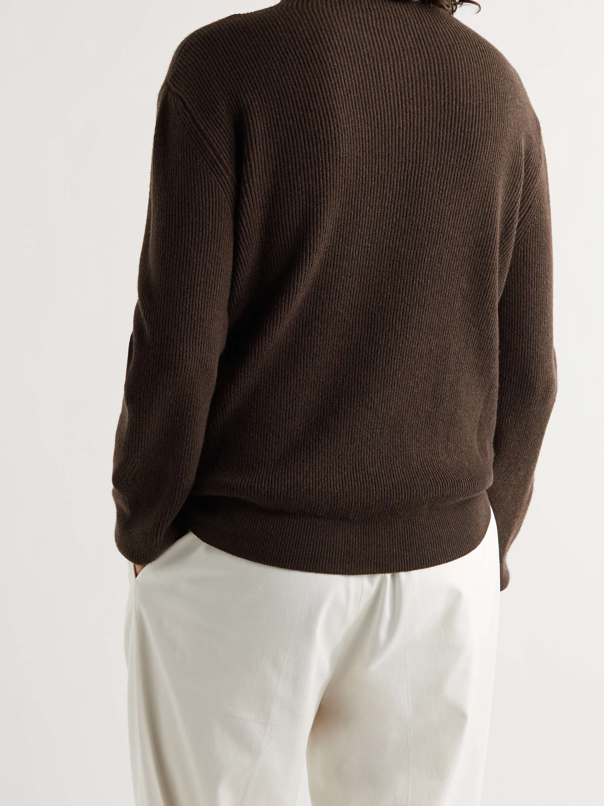 THE ROW Daniel Ribbed Cashmere Mock-Neck Sweater