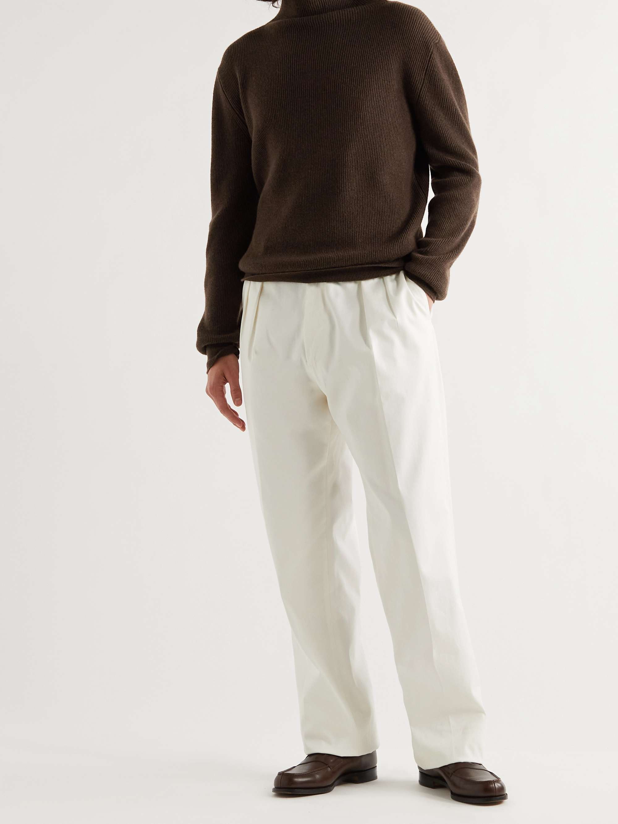 THE ROW Daniel Ribbed Cashmere Mock-Neck Sweater