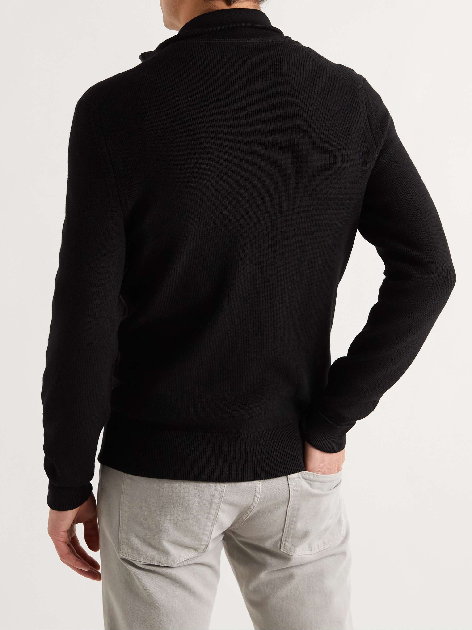 TOM FORD Slim-Fit Leather-Trimmed Wool Zip-Up Cardigan