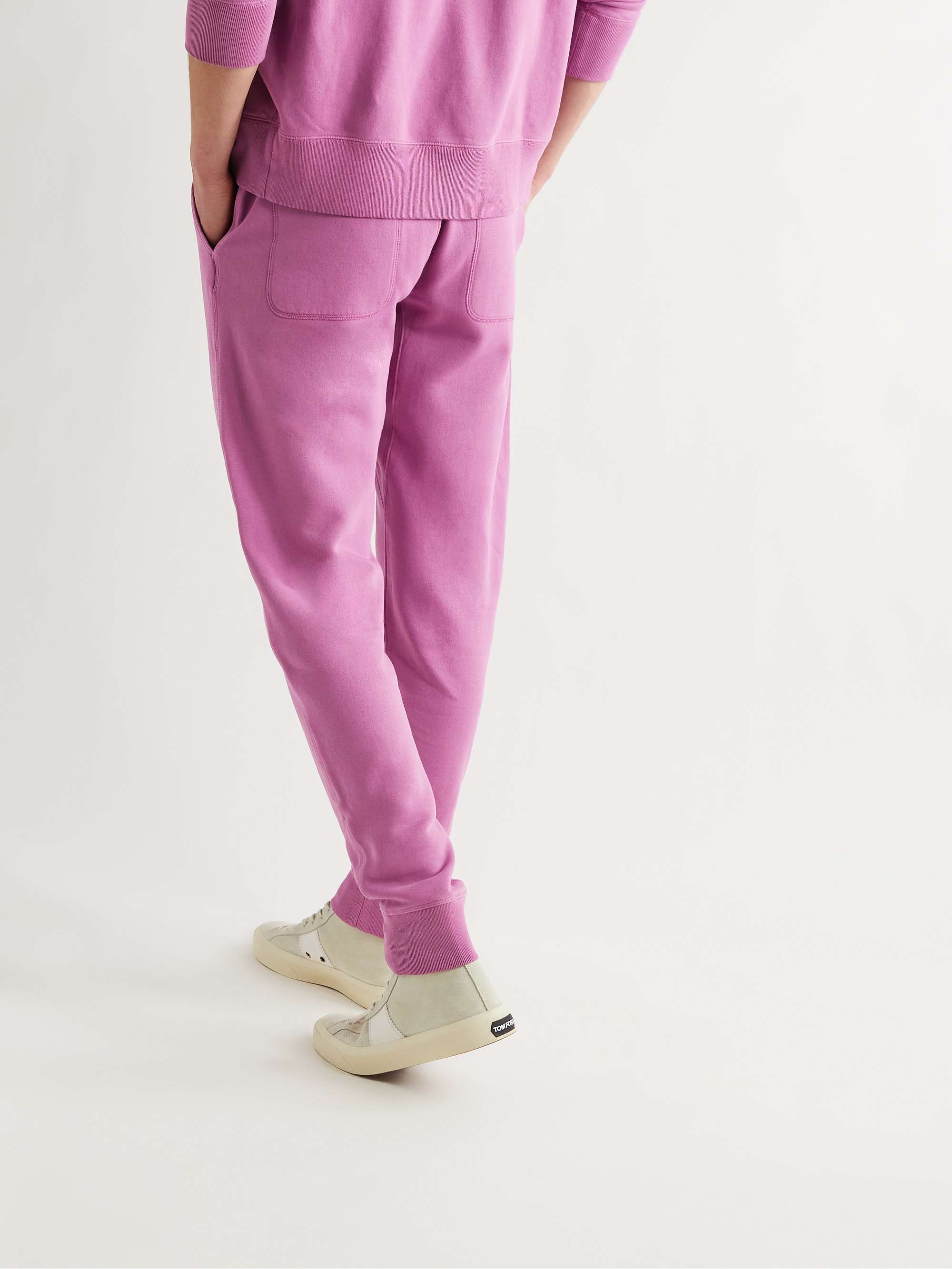 TOM FORD Tapered Garment-Dyed Fleece-Back Cotton-Jersey Sweatpants