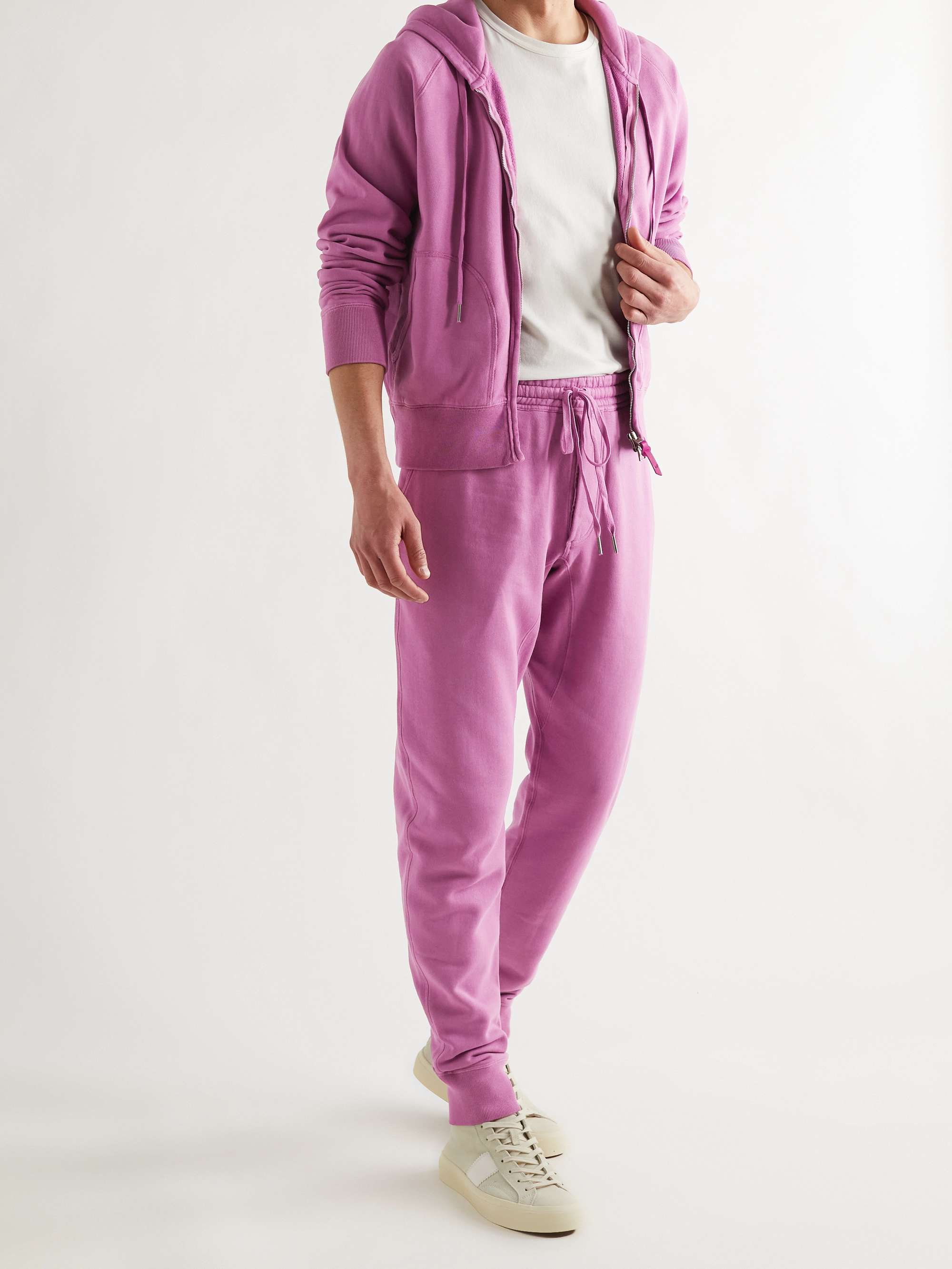 TOM FORD Tapered Garment-Dyed Fleece-Back Cotton-Jersey Sweatpants