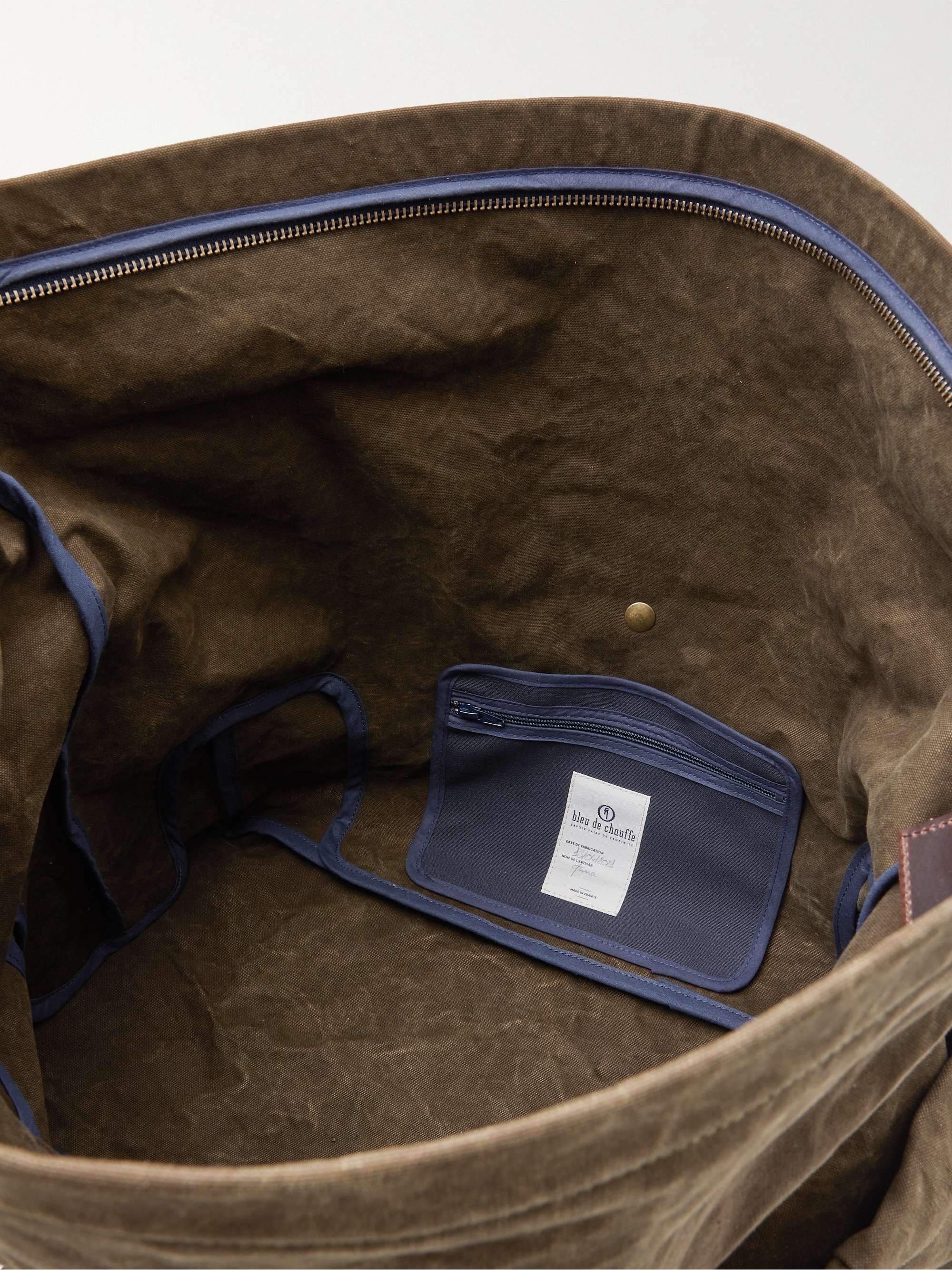 BLEU DE CHAUFFE Cabine Leather-Trimmed Cotton-Canvas Holdall