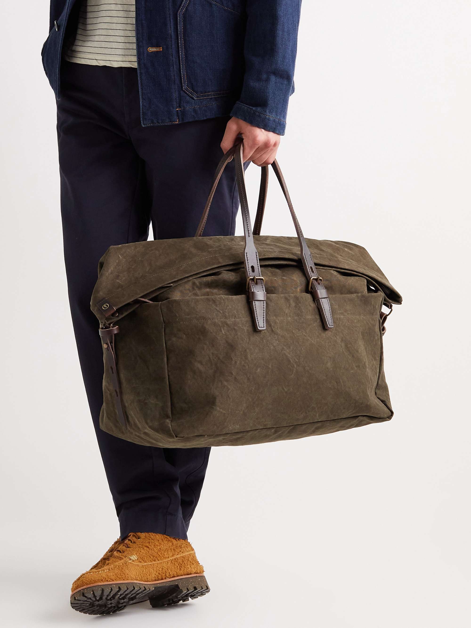 BLEU DE CHAUFFE Cabine Leather-Trimmed Cotton-Canvas Holdall