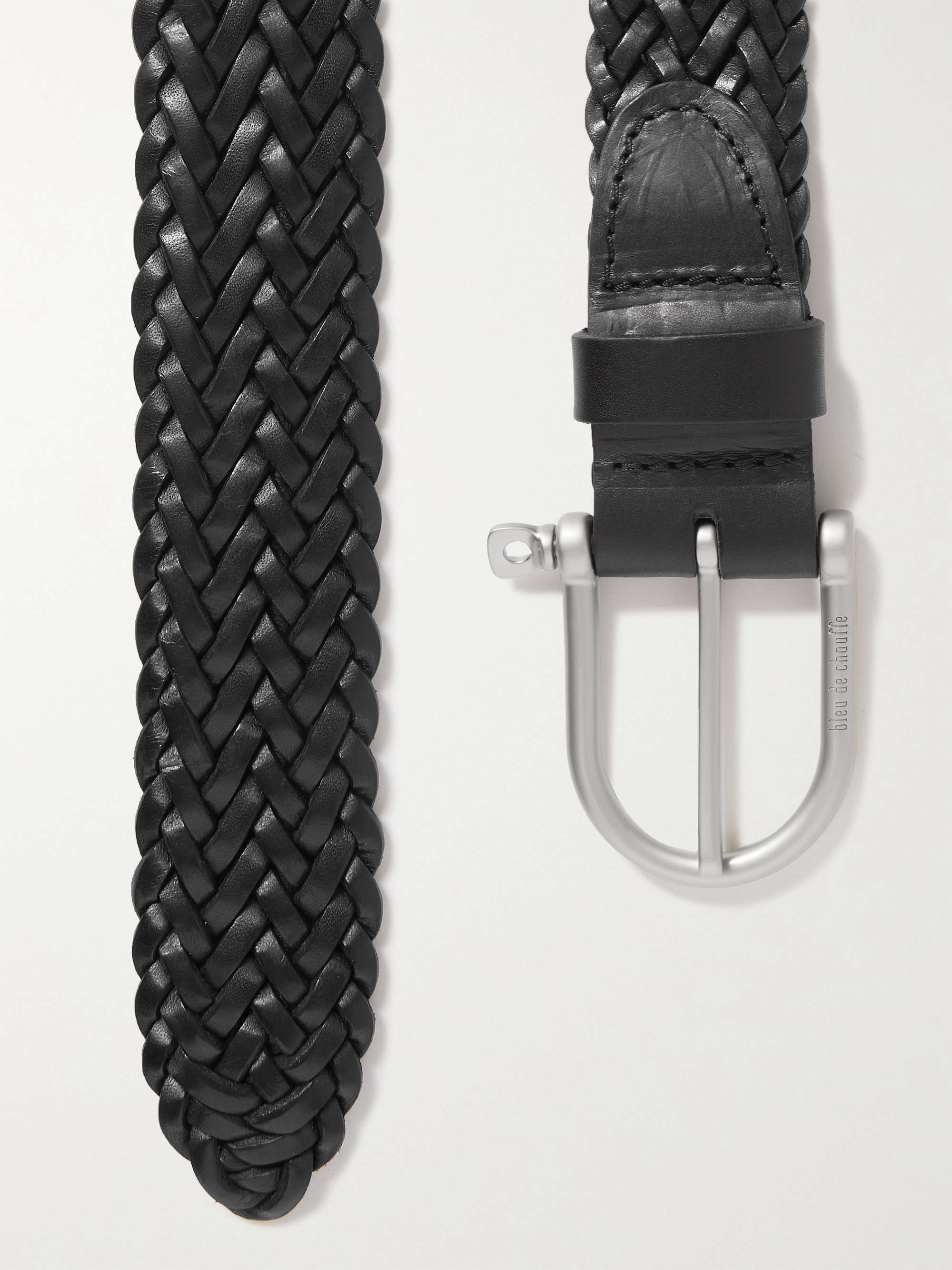 BLEU DE CHAUFFE 3.5cm Manille Woven Leather Belt