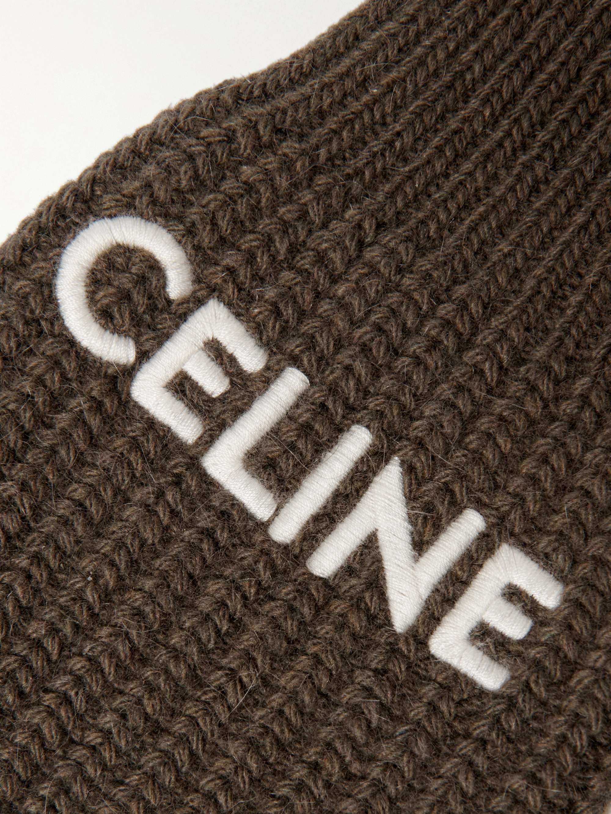 CELINE HOMME Logo-Embroidered Wool-Blend Gloves