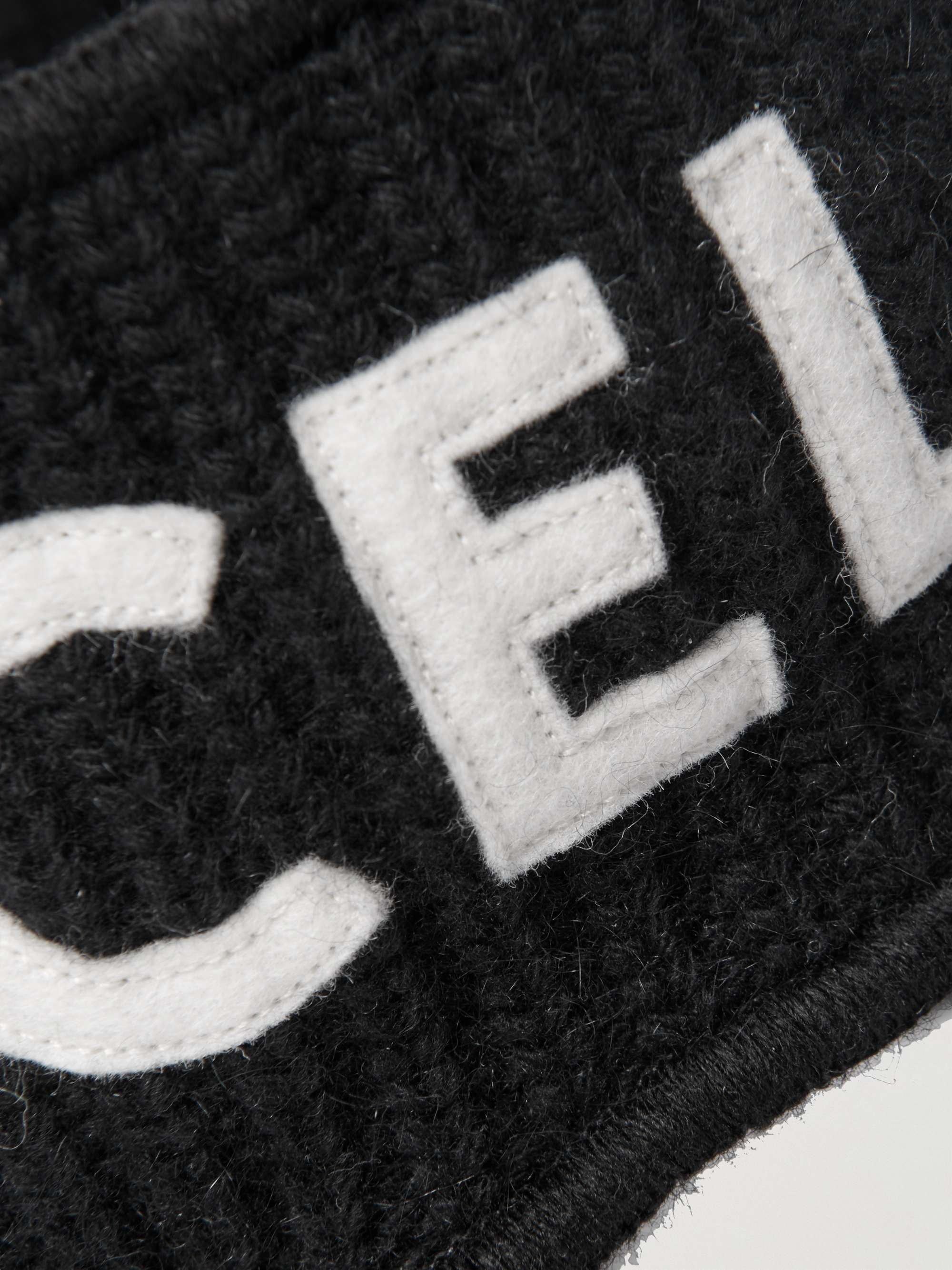 CELINE HOMME Logo-Appliquéd Ribbed Wool Balaclava