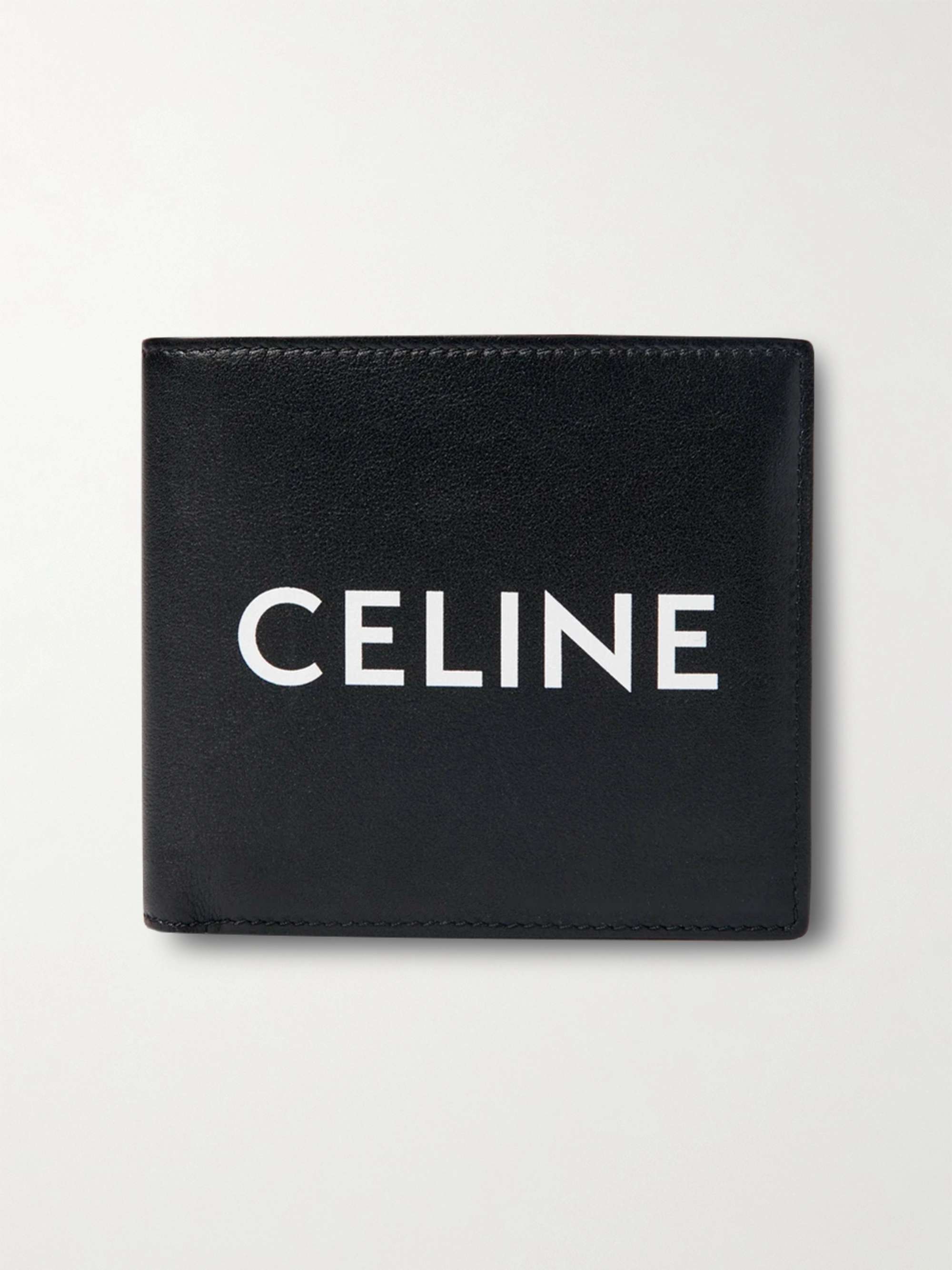 Black Triomphe Leather-Trimmed Logo-Print Coated-Canvas Phone 