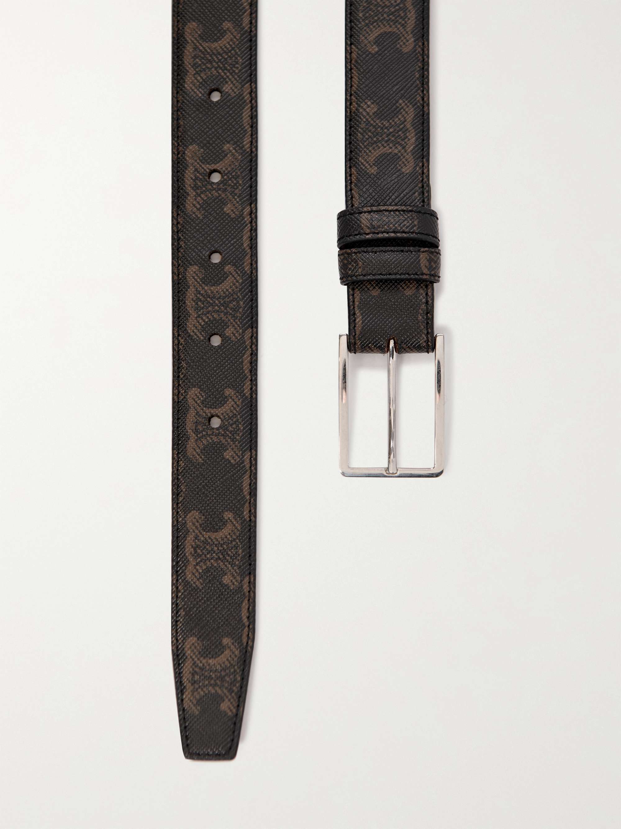 CELINE HOMME 2.5cm Triomphe Logo-Print Coated-Canvas Belt