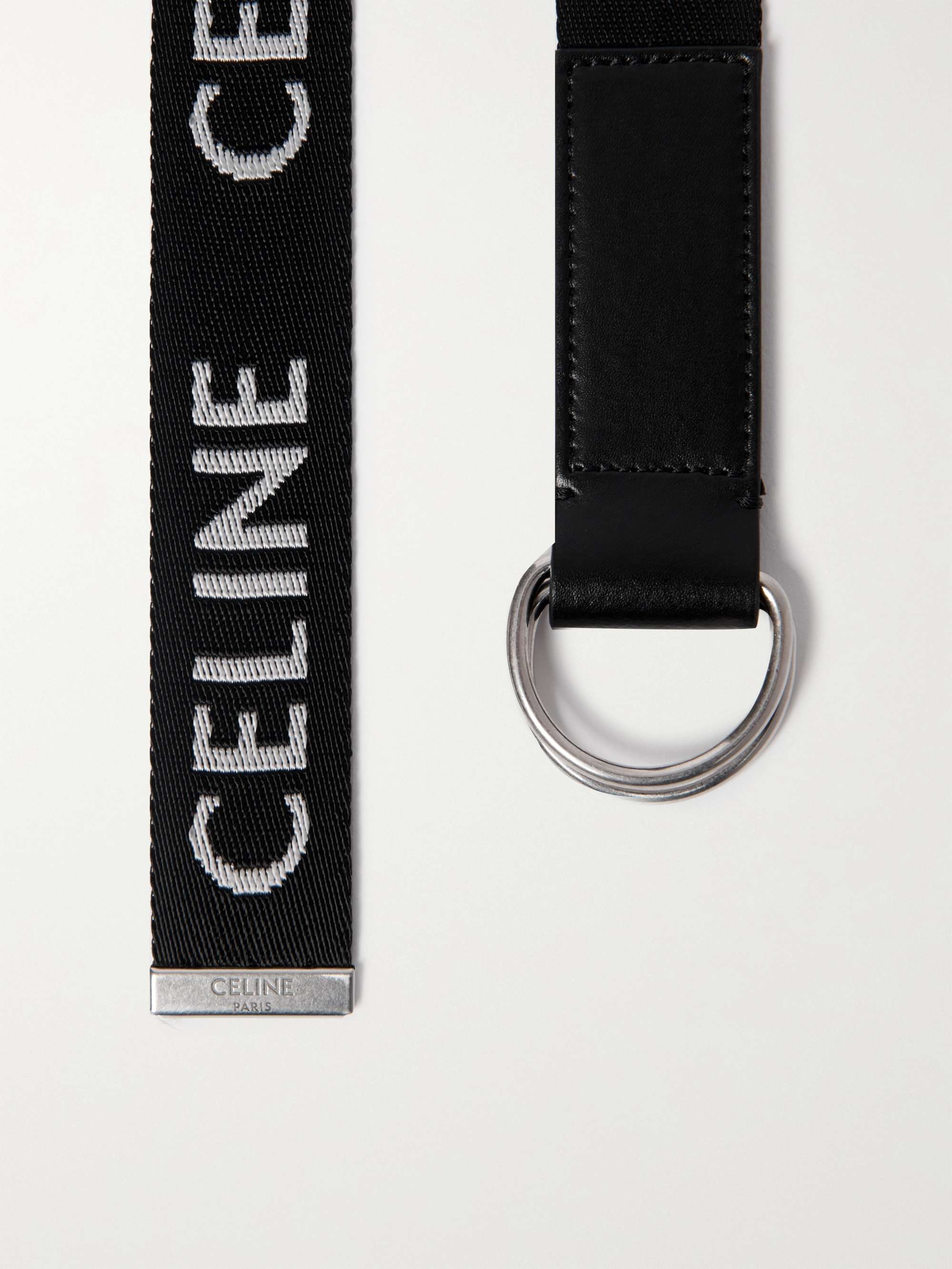 CELINE HOMME Leather-Trimmed Logo-Print Nylon Key Ring for Men