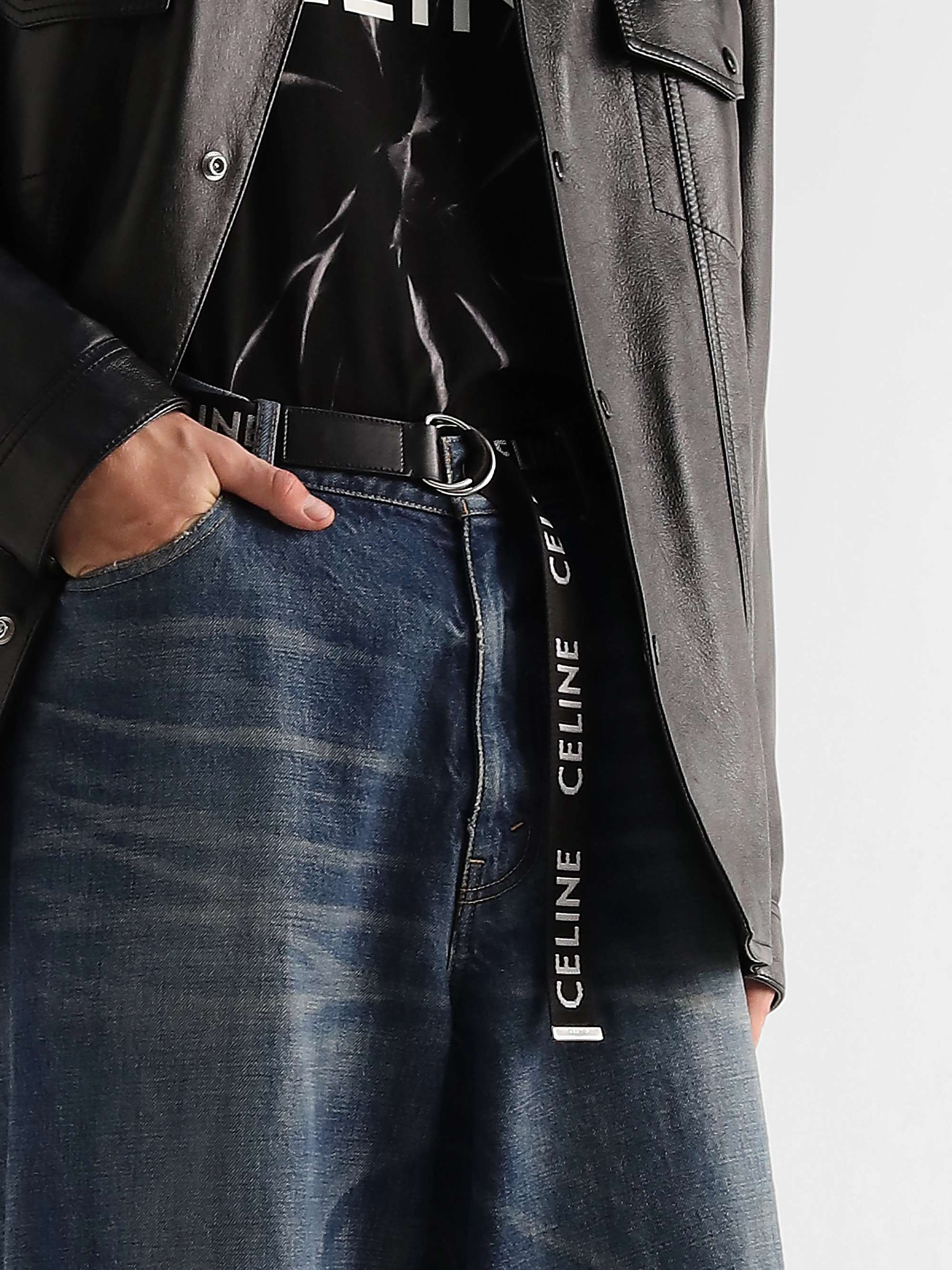 CELINE HOMME 3cm Leather-Trimmed Logo-Jacquard Canvas Belt