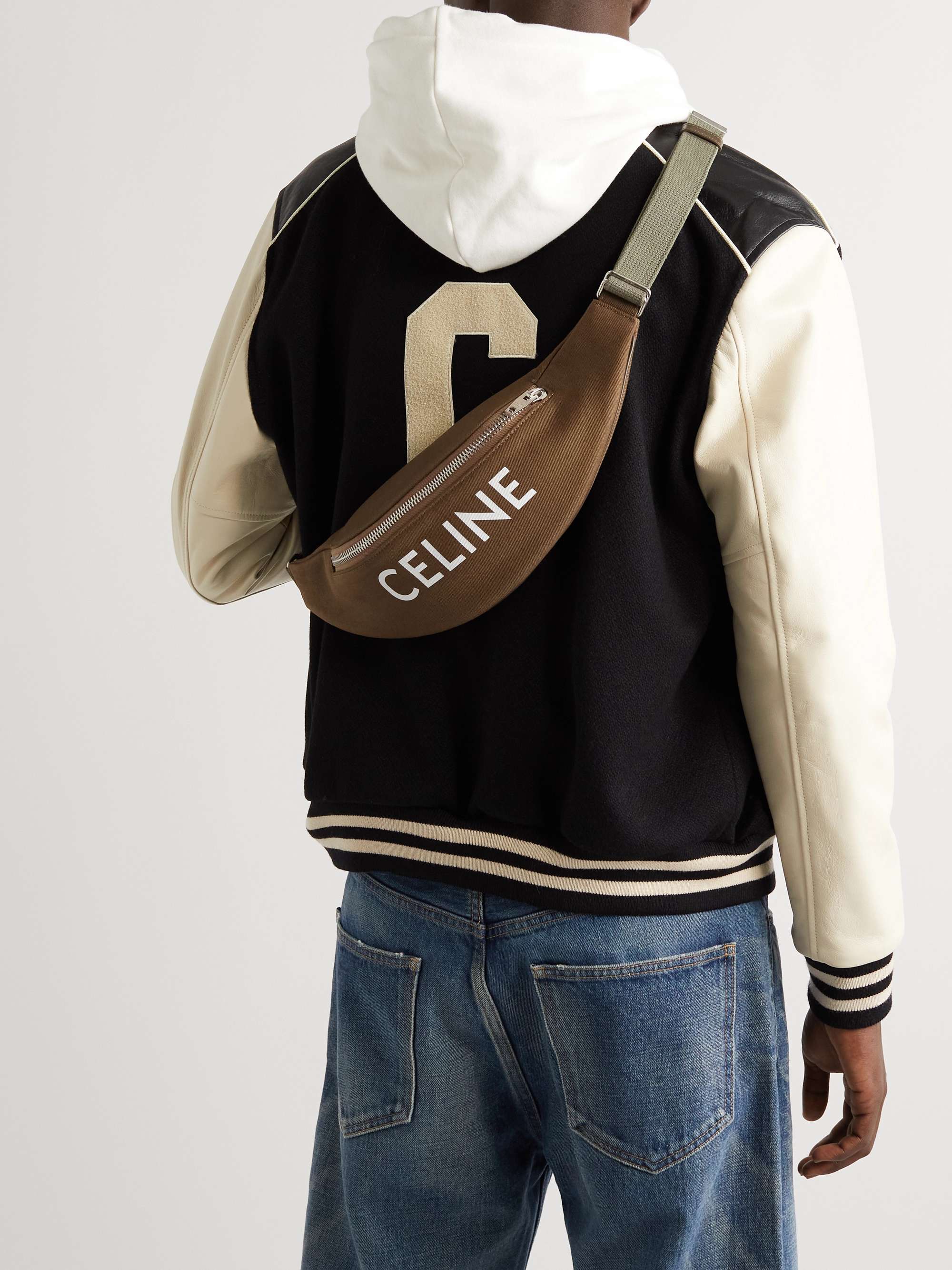 CELINE HOMME Triomphe Celine-Print Coated-Canvas and Nylon Belt Bag