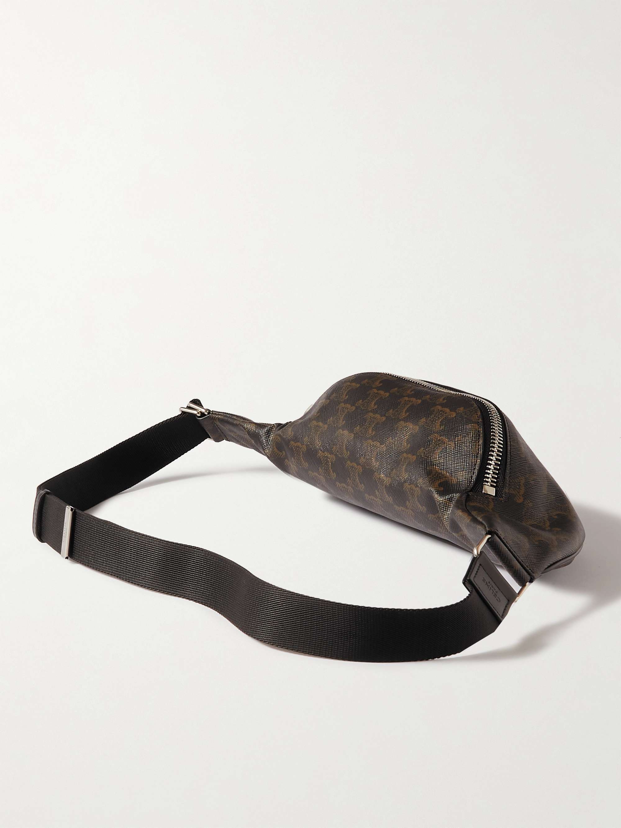CELINE HOMME Triomphe Logo-Print Coated-Canvas and Nylon Belt Bag