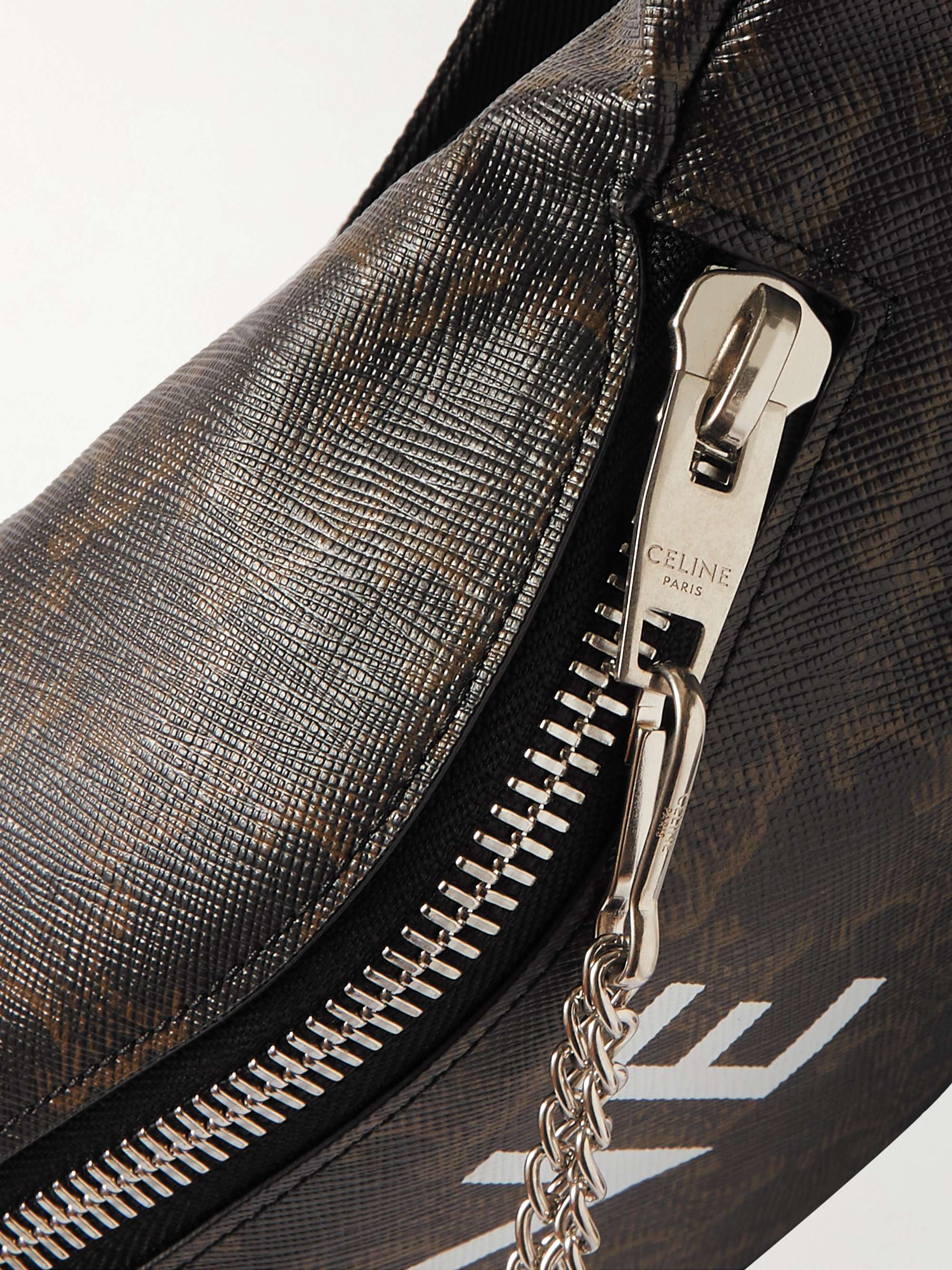 CELINE HOMME Triomphe Logo-Print Coated-Canvas and Nylon Belt Bag