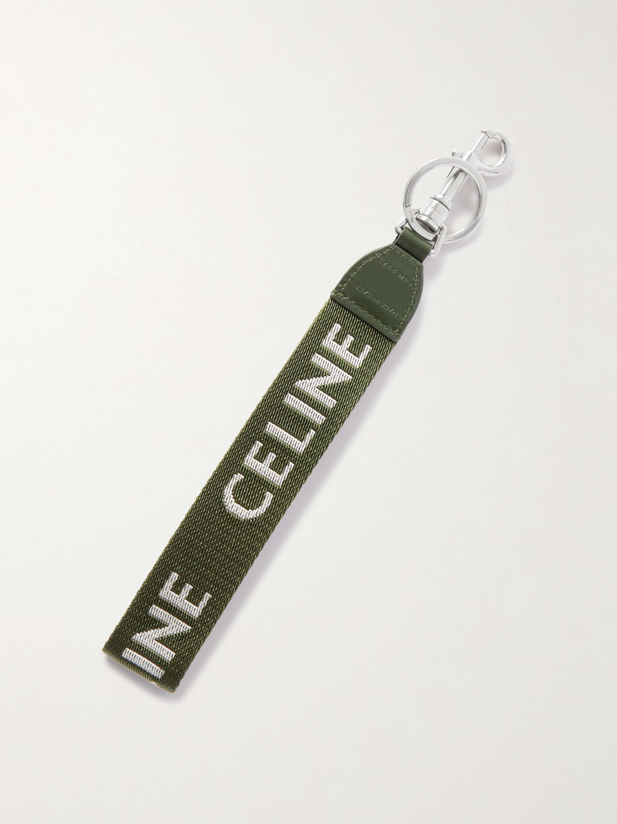 CELINE HOMME Leather-Trimmed Logo-Print Nylon Key Ring