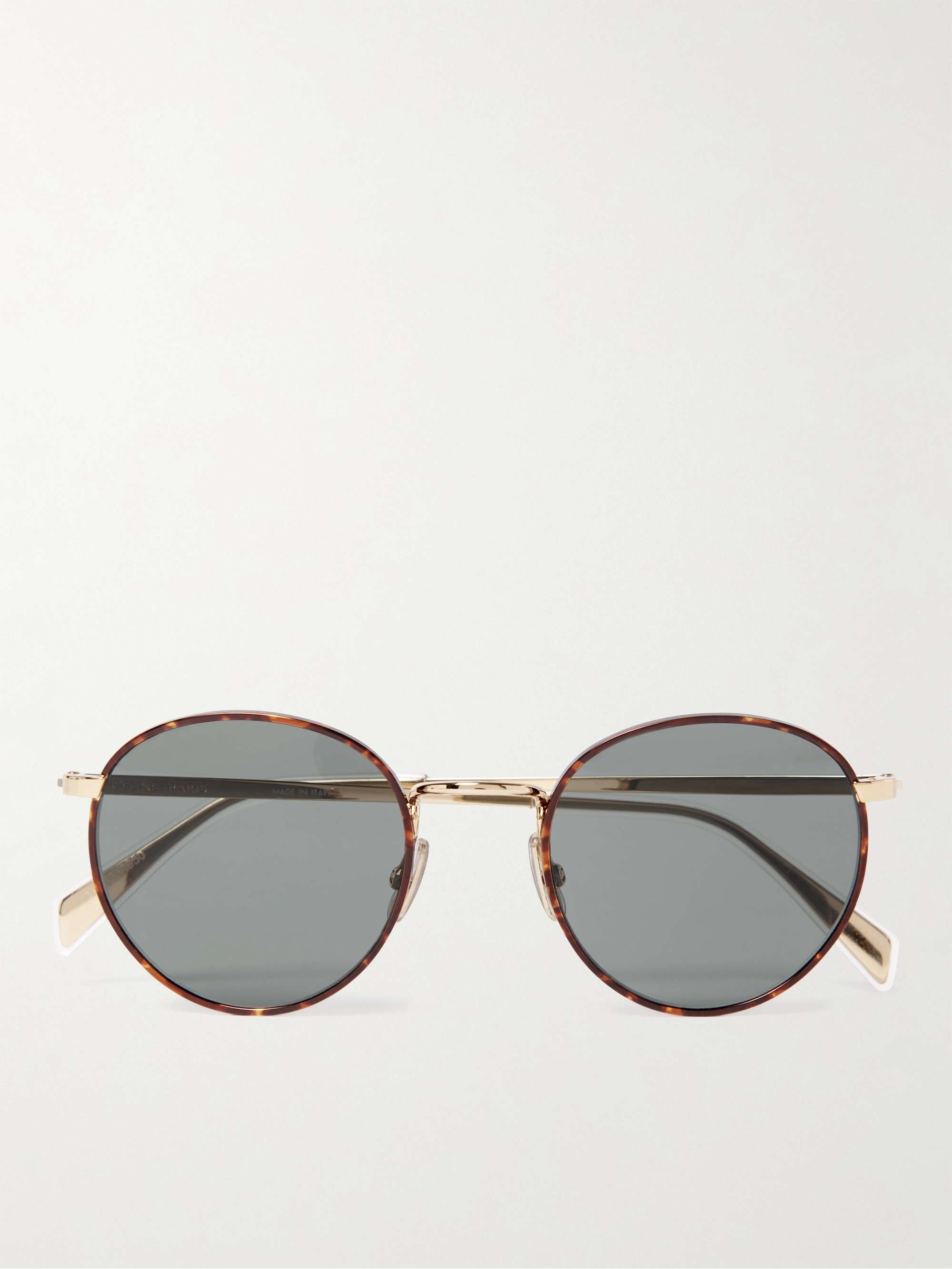 CELINE HOMME Round-Frame Silver-Tone Sunglasses