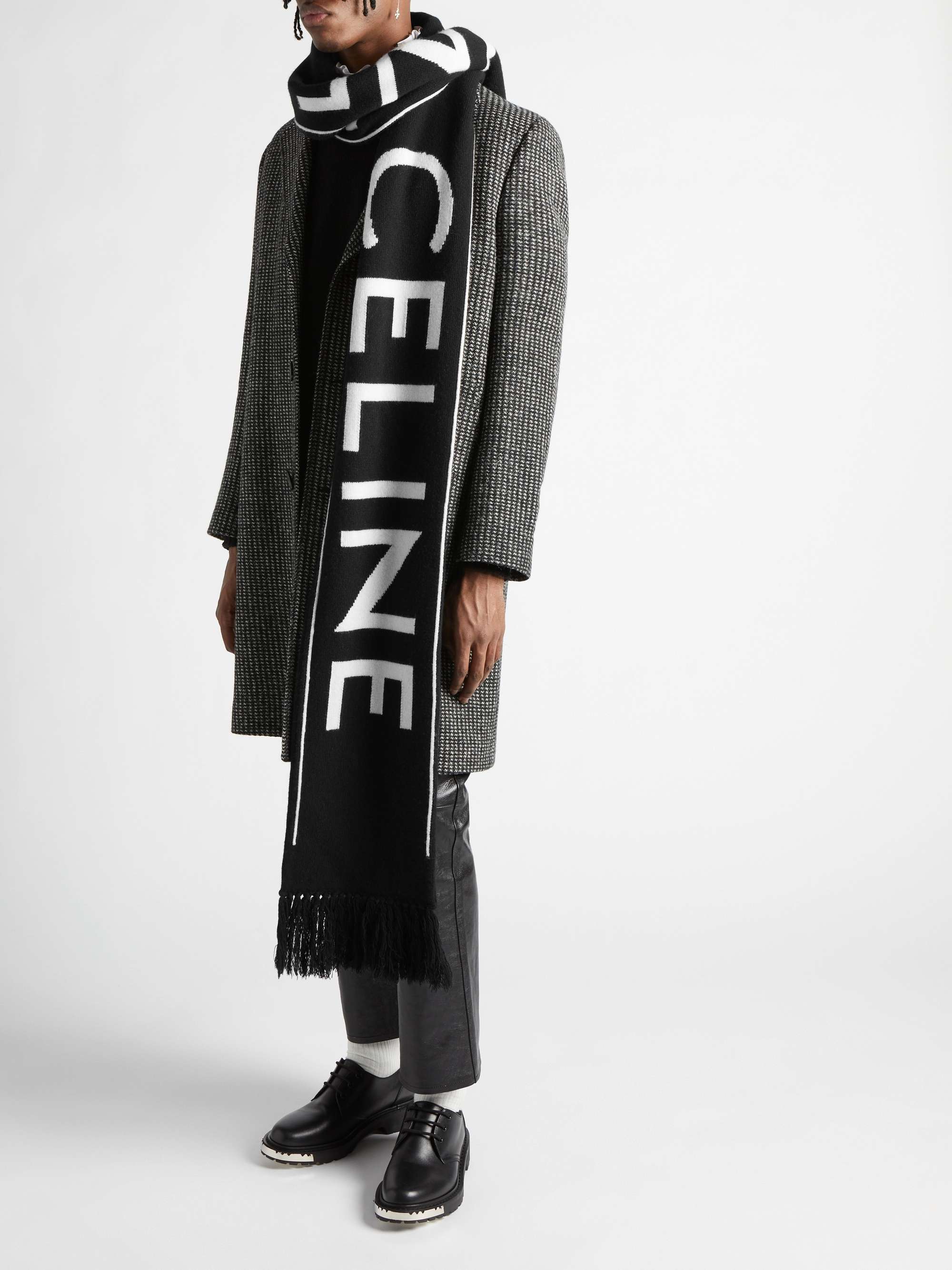 CELINE HOMME Logo-Jacquard Wool and Cashmere-Blend Scarf