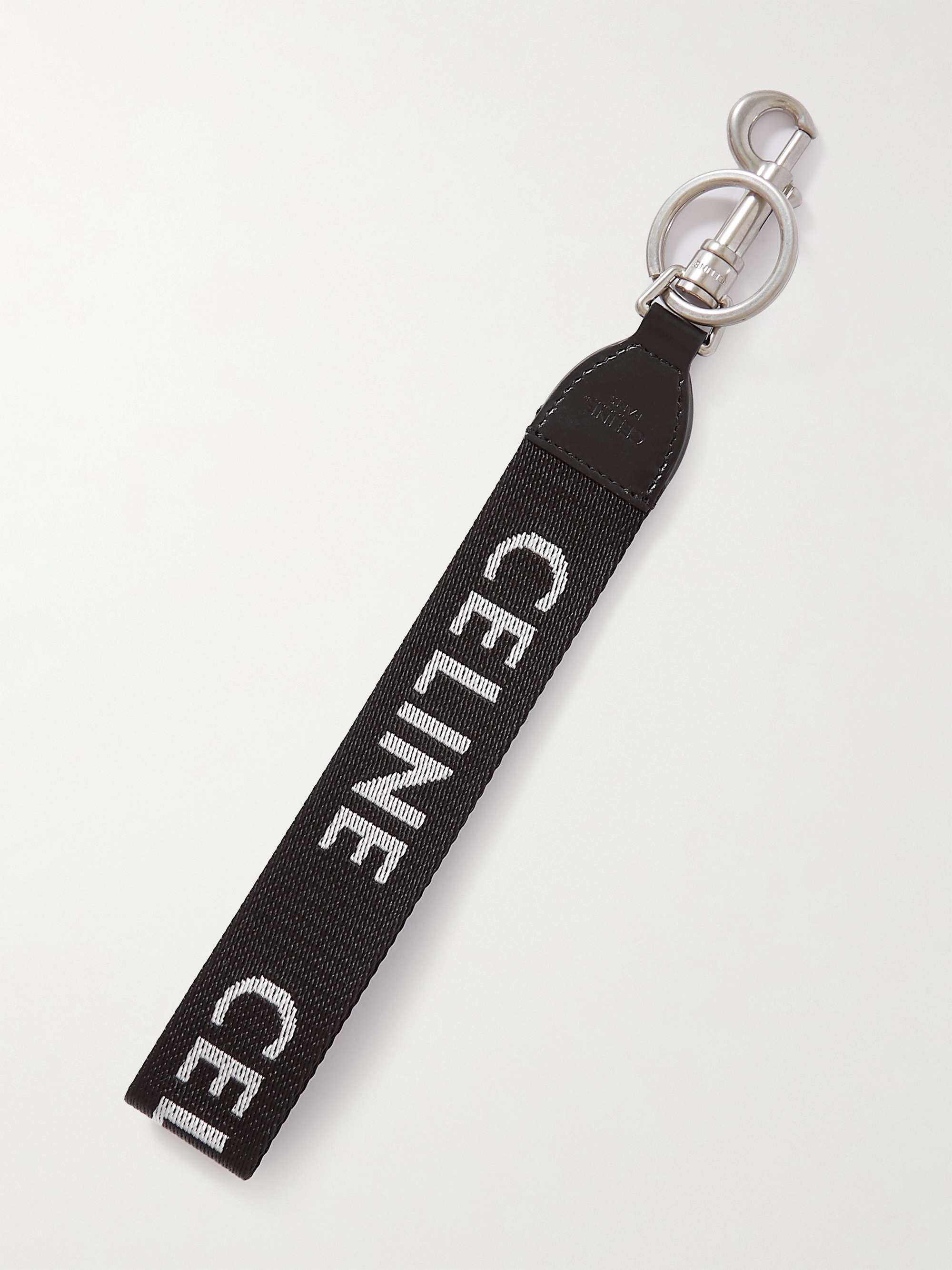 CELINE HOMME Leather-Trimmed Logo-Print Nylon Key Ring