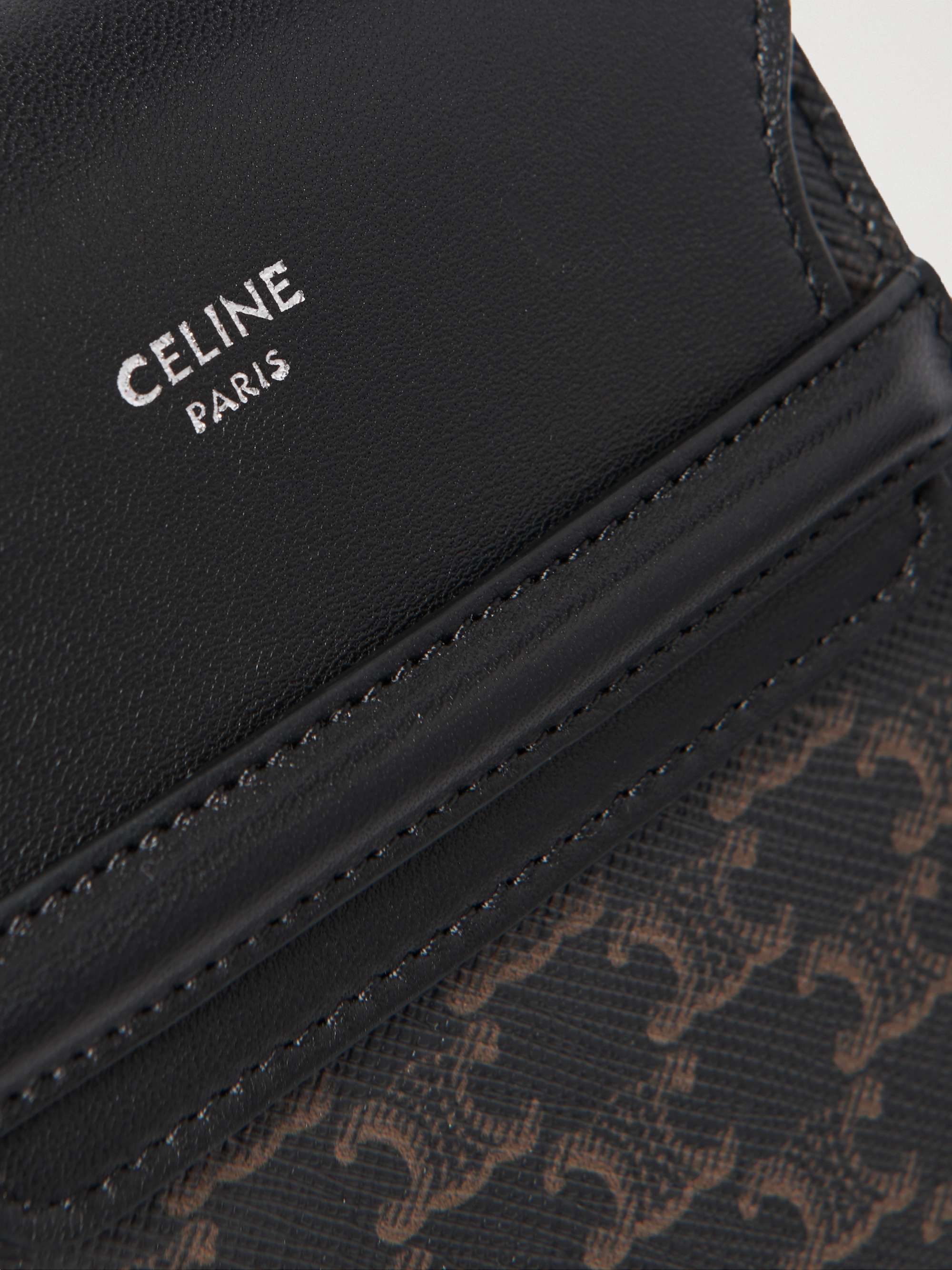 CELINE HOMME Triomphe Leather-Trimmed Logo-Print Coated-Canvas Phone Pouch