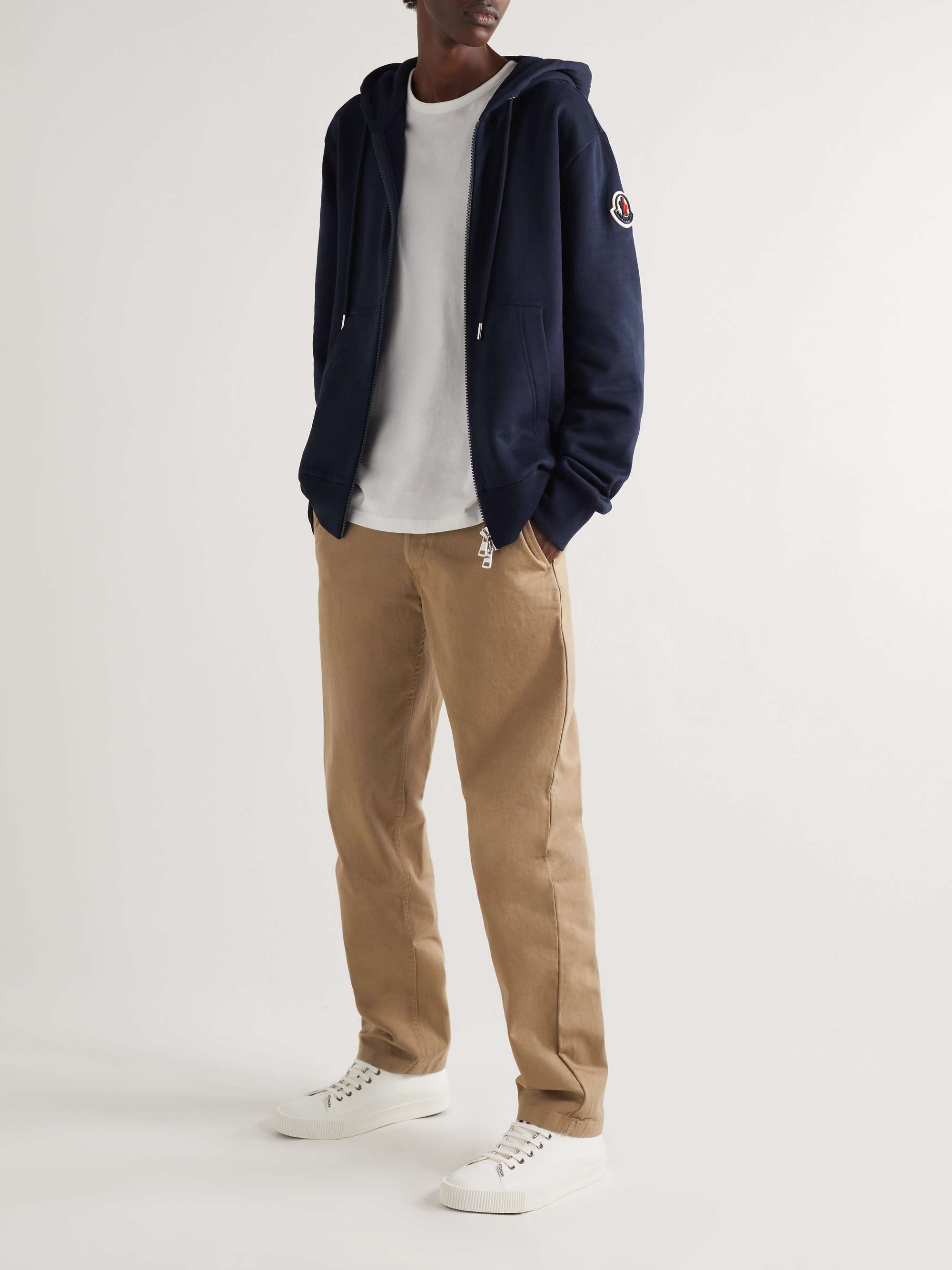 MONCLER Logo-Appliquéd Cotton-Jersey Zip-Up Hoodie
