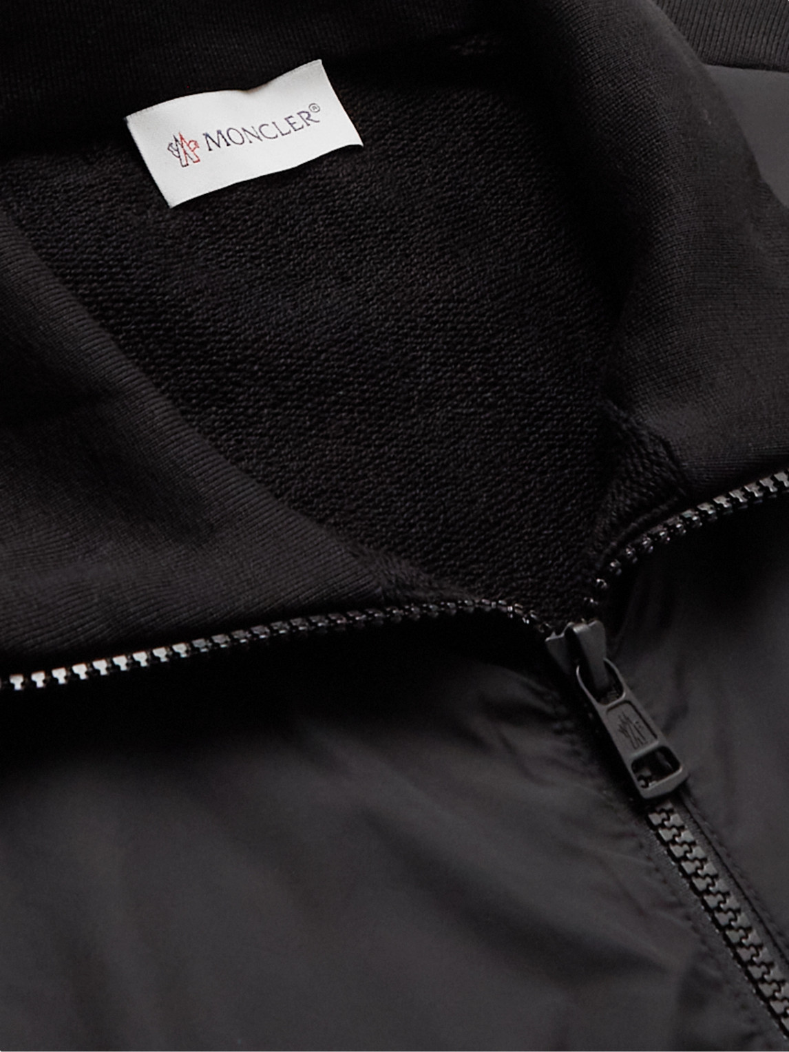 Moncler Logo-appliquéd Cotton-jersey And Shell Track Jacket In Black