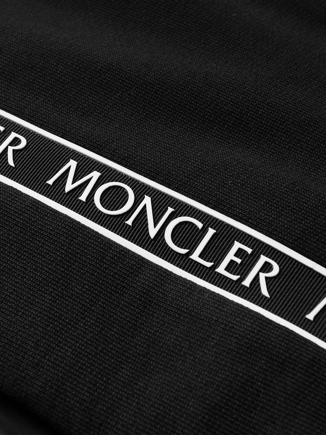 Shop Moncler Logo-appliquéd Cotton-jersey And Shell Track Jacket In Black