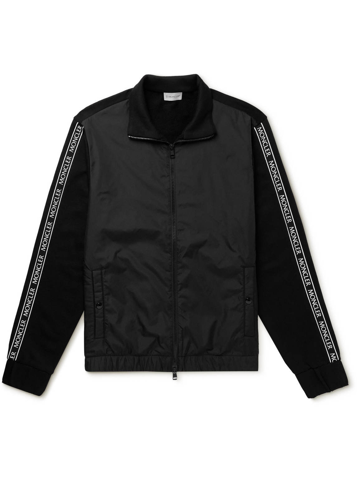 Moncler Logo-appliquéd Cotton-jersey And Shell Track Jacket In Black