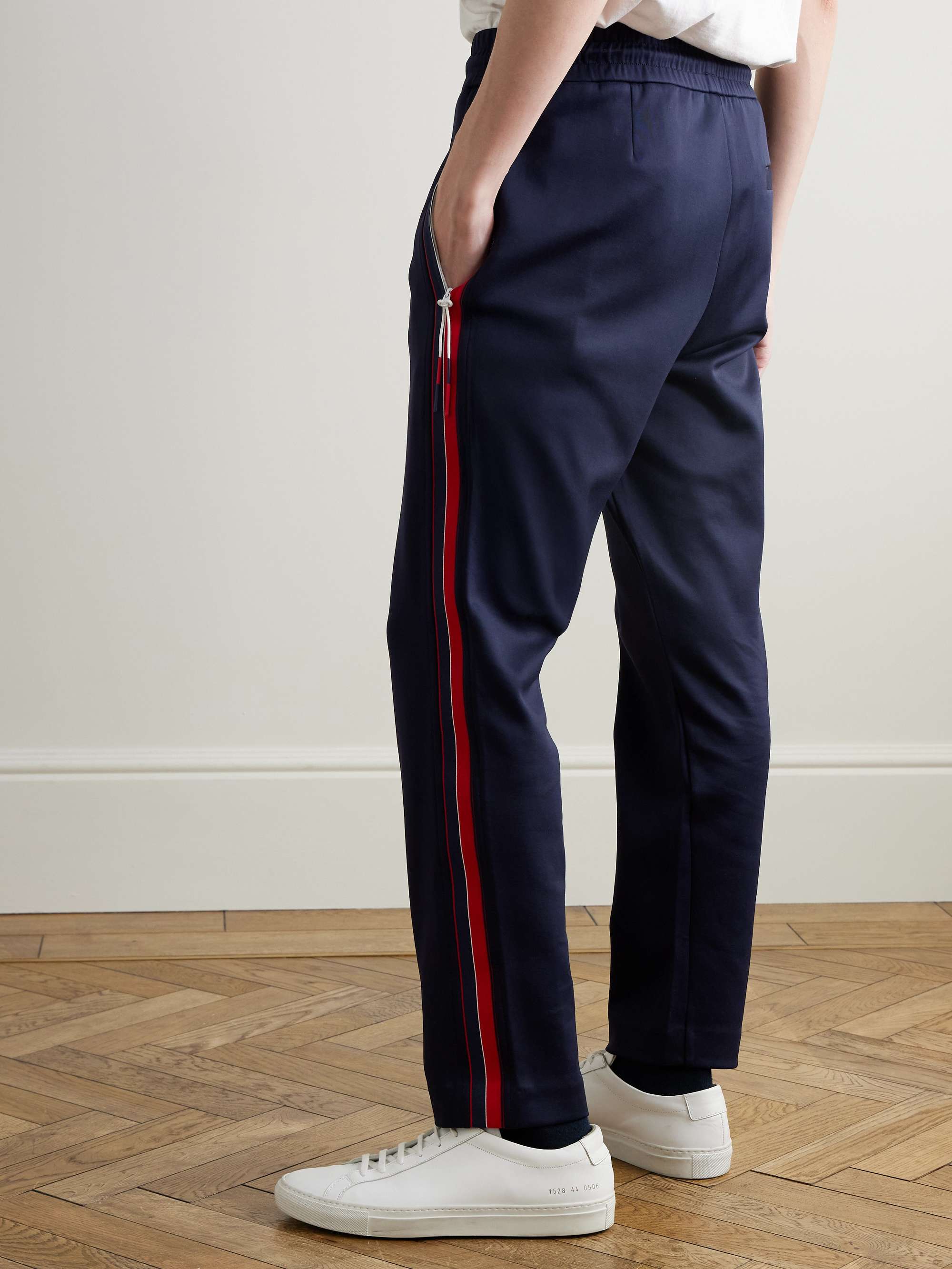 MONCLER Straight-Leg Striped Tech-Jersey Sweatpants