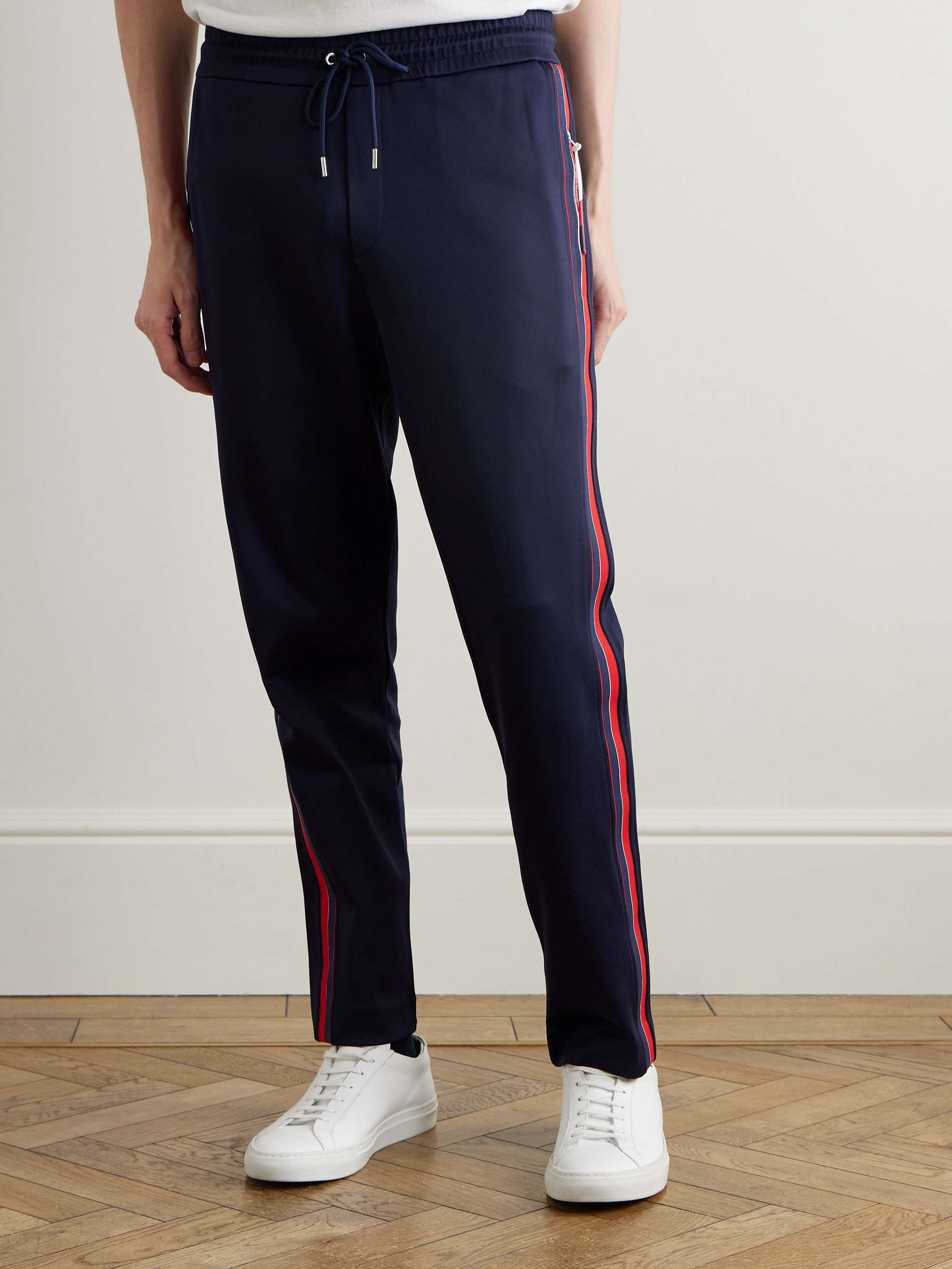 MONCLER Straight-Leg Striped Tech-Jersey Sweatpants
