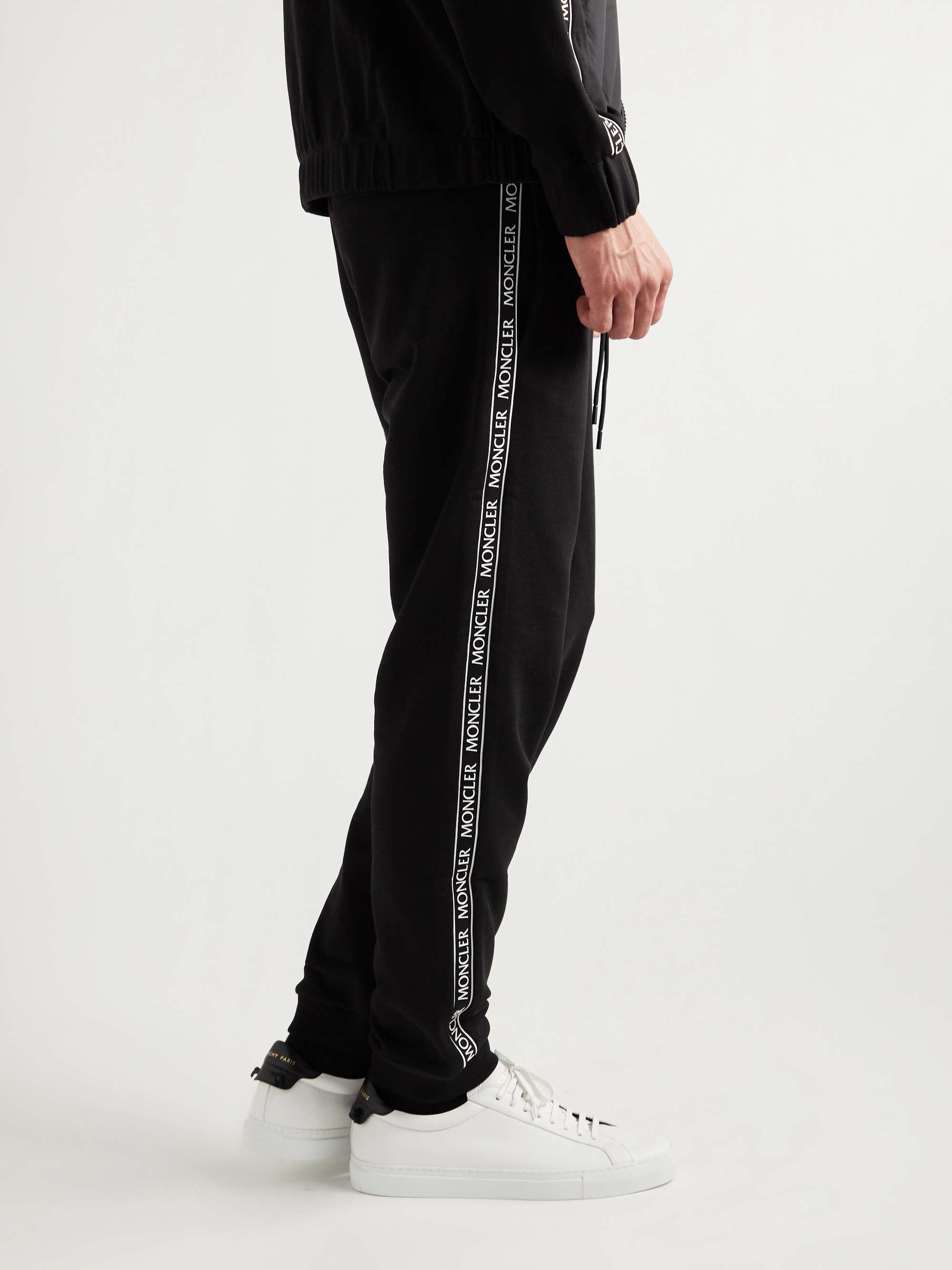 MONCLER Slim-Fit Tapered Logo-Appliquéd Cotton-Jersey Sweatpants