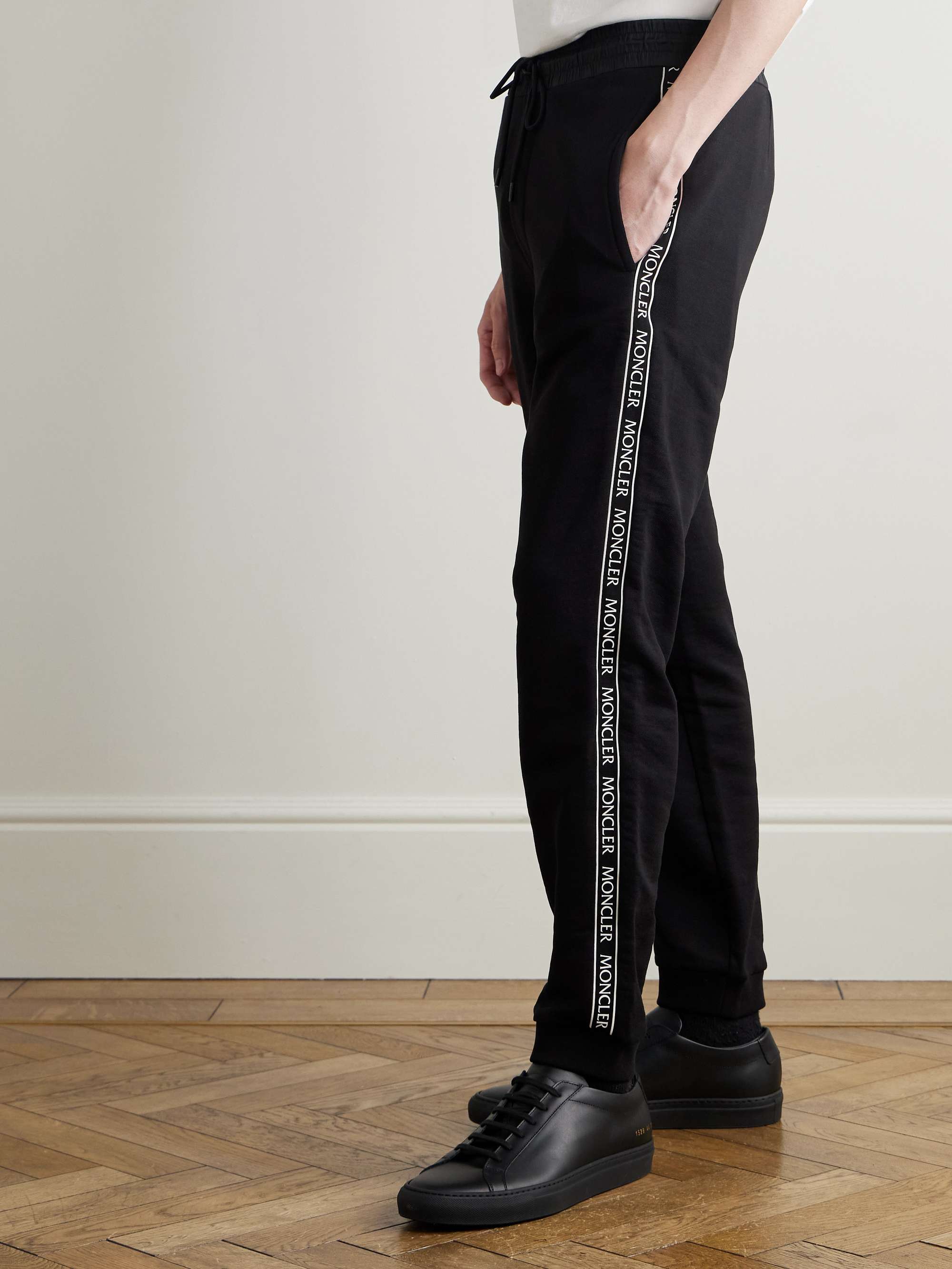 MONCLER Slim-Fit Tapered Logo-Appliquéd Cotton-Jersey Sweatpants