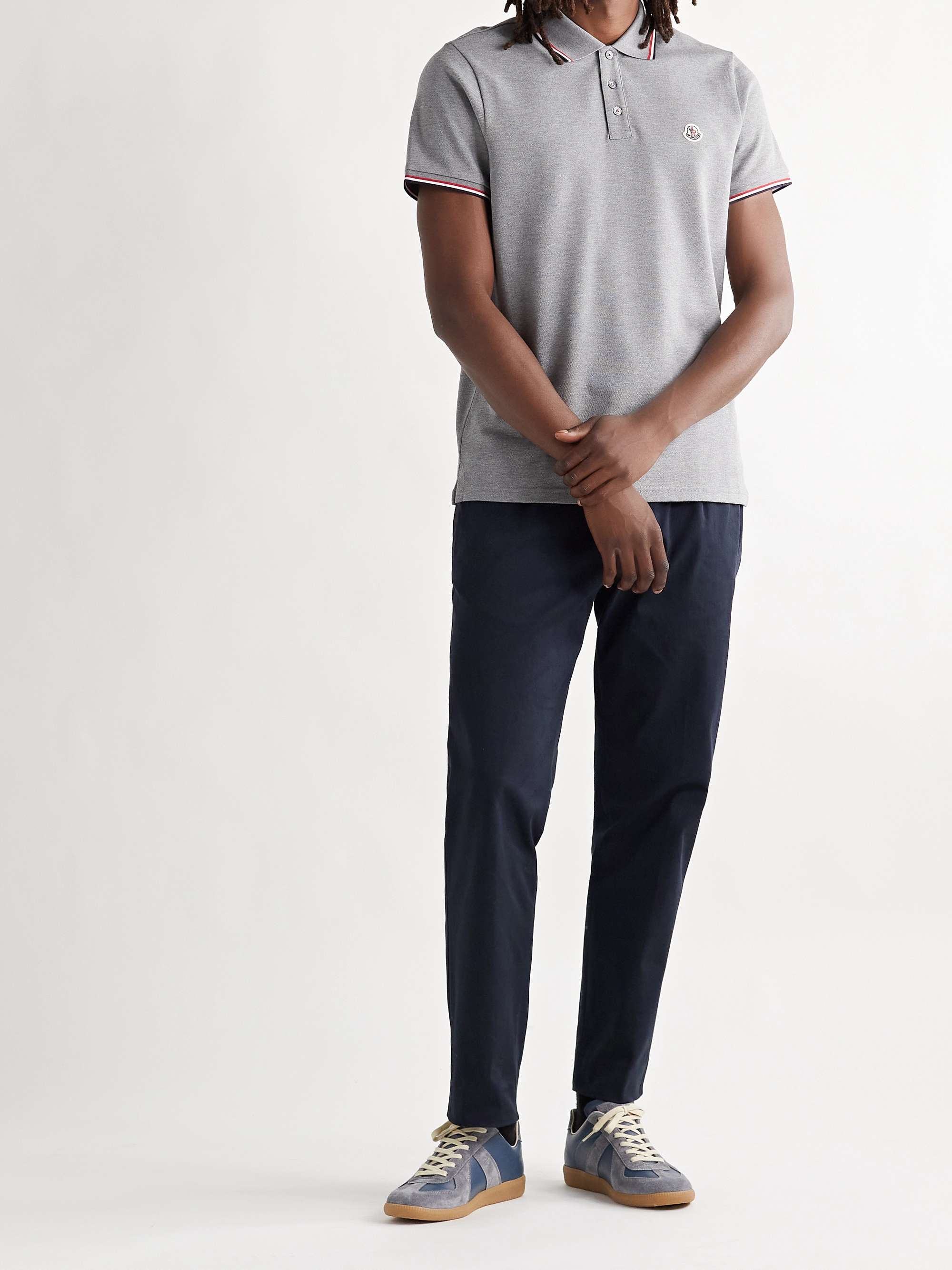 MONCLER Pleated Shell-Trimmed Cotton-Blend Twill Drawstring Trousers