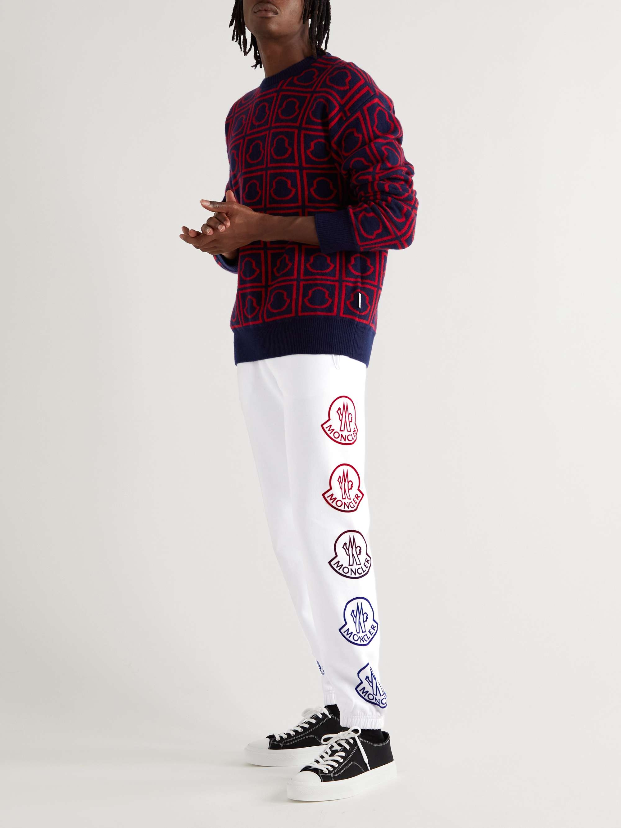 MONCLER Tapered Logo-Print Cotton-Jersey Sweatpants