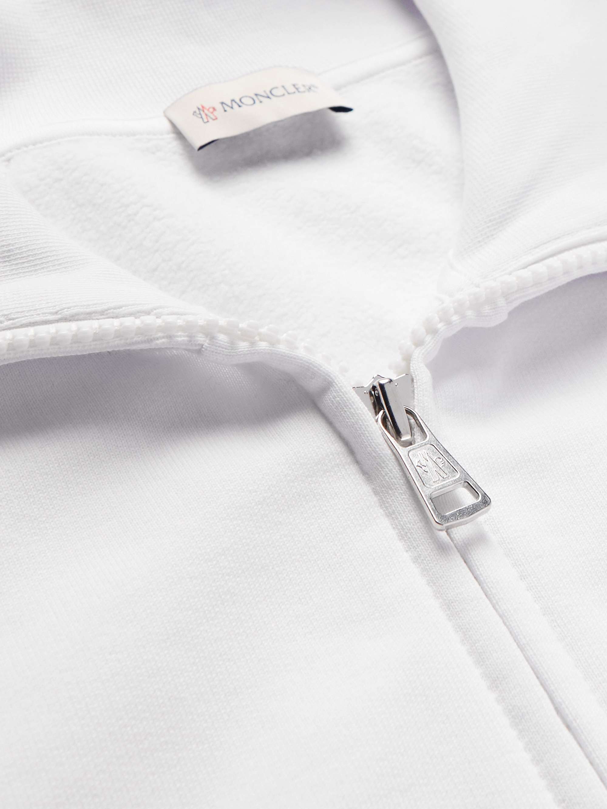 MONCLER Logo-Flocked Cotton-Jersey Zip-Up Sweatshirt