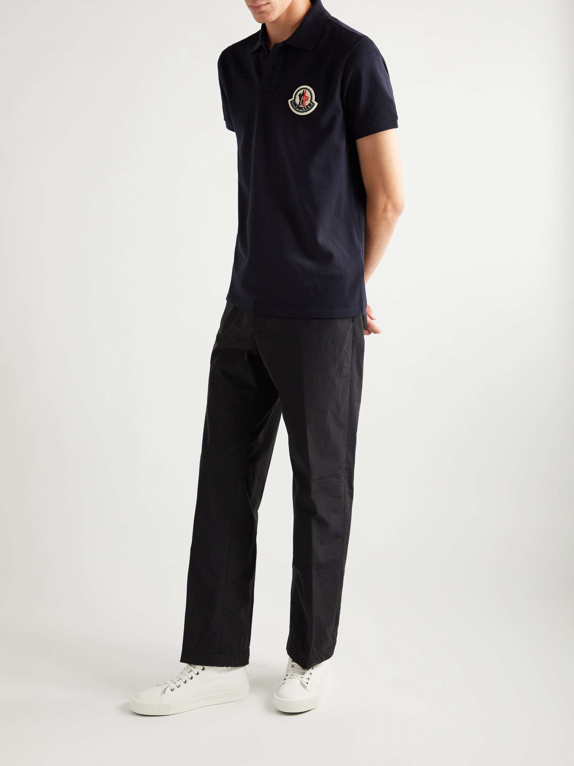 MONCLER Slim-Fit Logo-Appliquéd Cotton-Piqué Polo Shirt