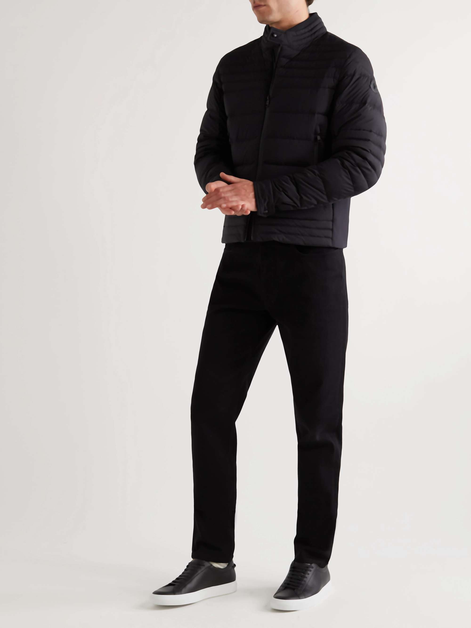 MONCLER Pires Logo-Appliquéd Quilted Shell Down Biker Jacket