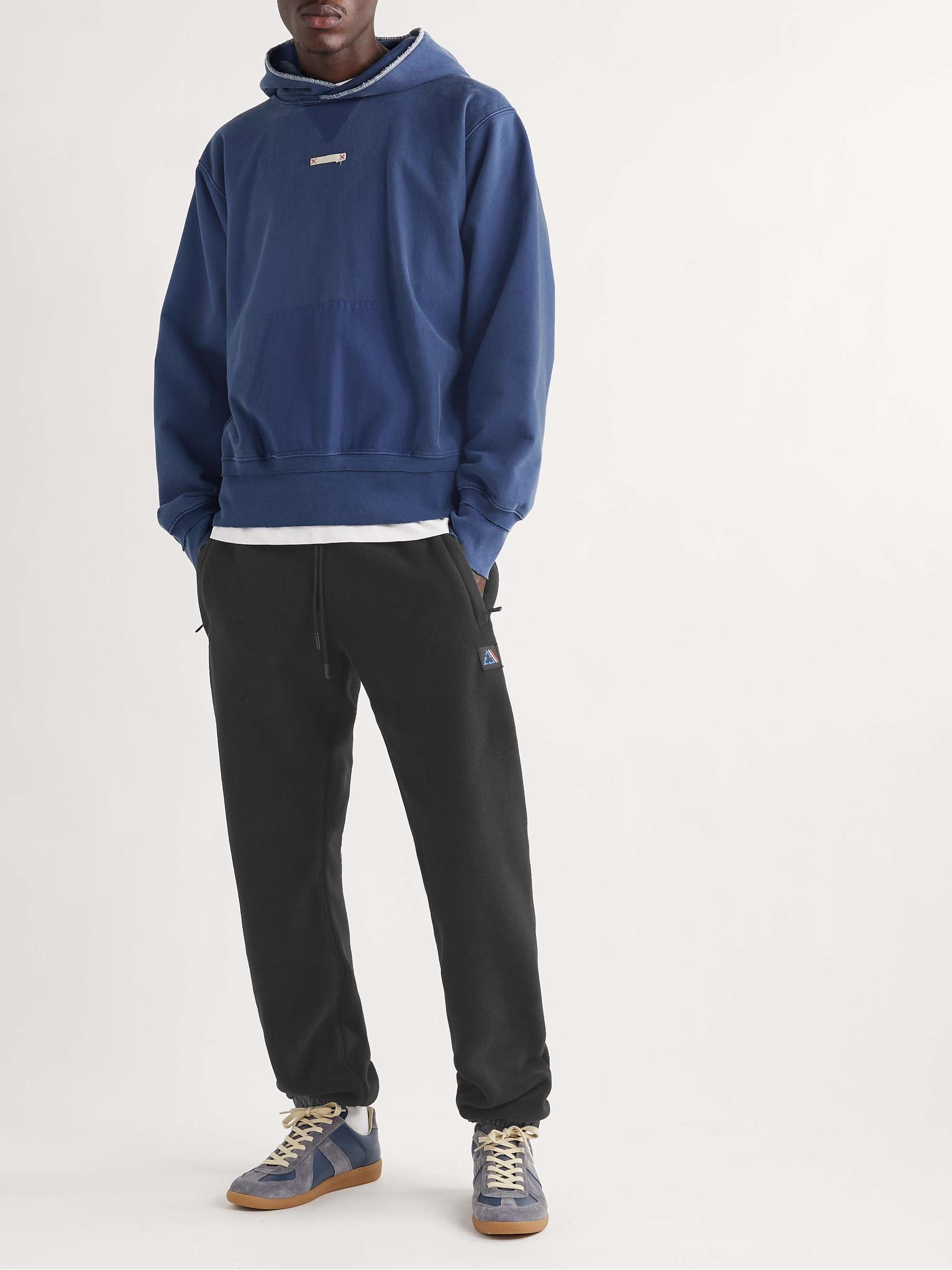 MONCLER Tapered Shell-Trimmed Polartec Fleece Sweatpants