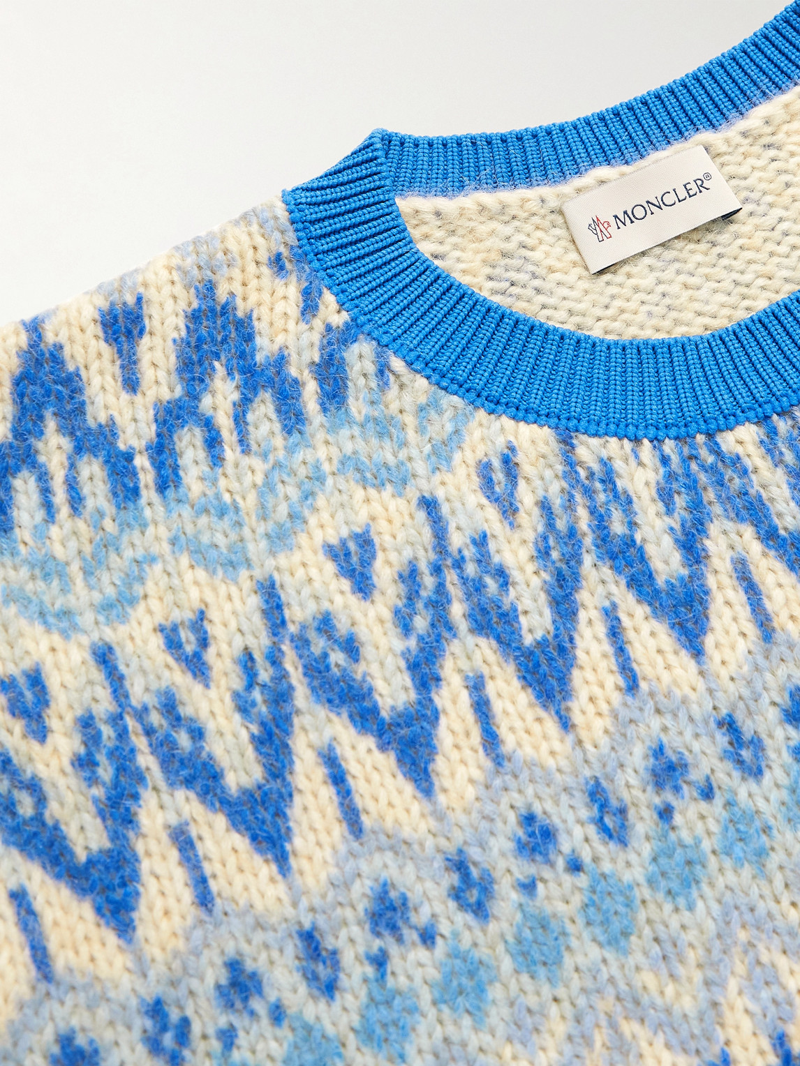 Moncler Fair Isle Crewneck Sweater In Blue
