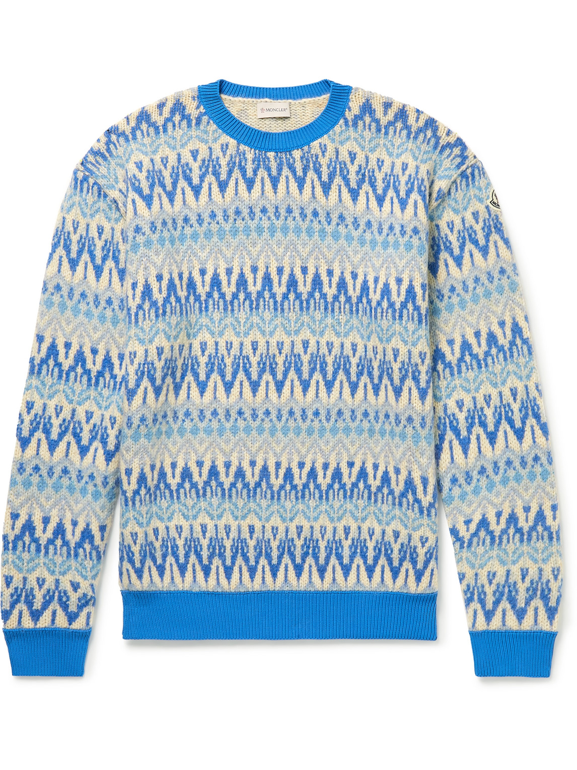 Moncler Fair Isle Crewneck Jumper In Blue