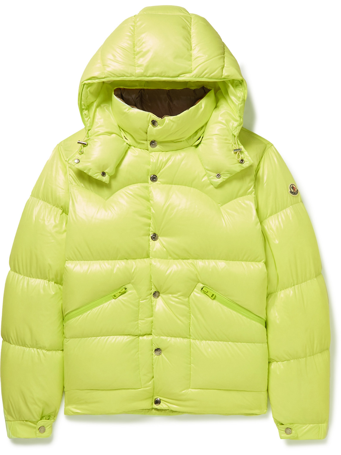 Moncler Coutard Quilted Glossed-shell Hooded Down Jacket In Yellow