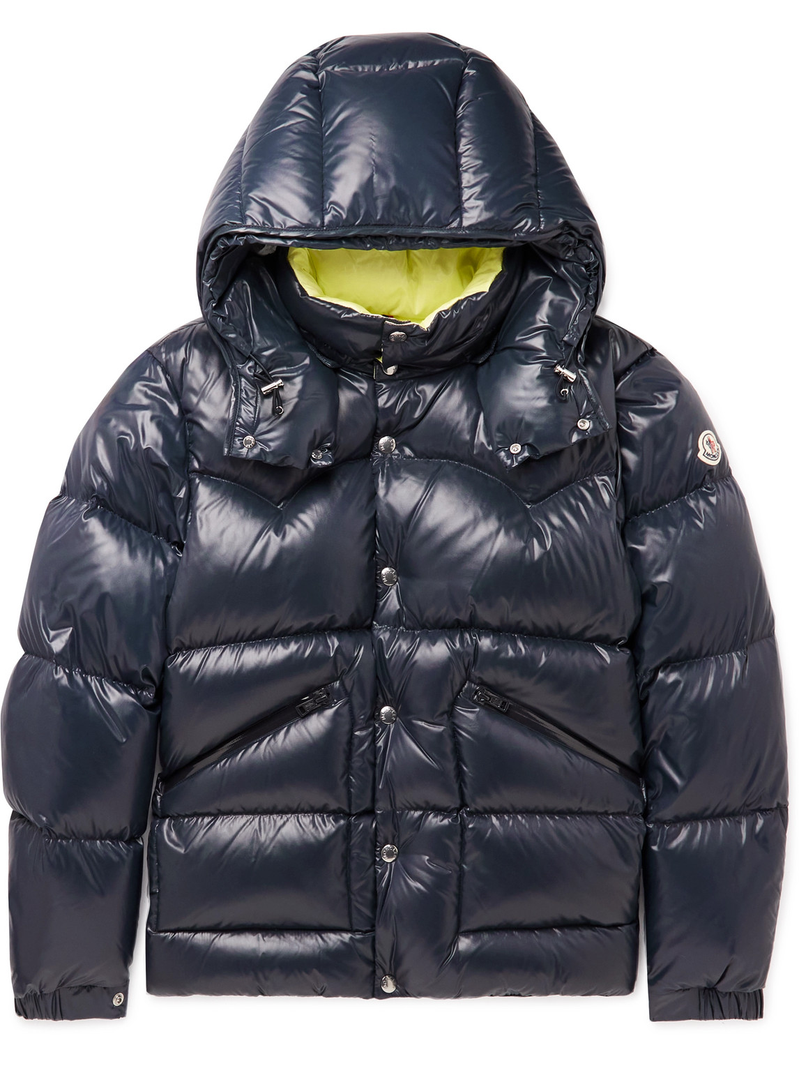 Shop Moncler Coutard Quilted Glossed-shell Hooded Down Jacket In Blue