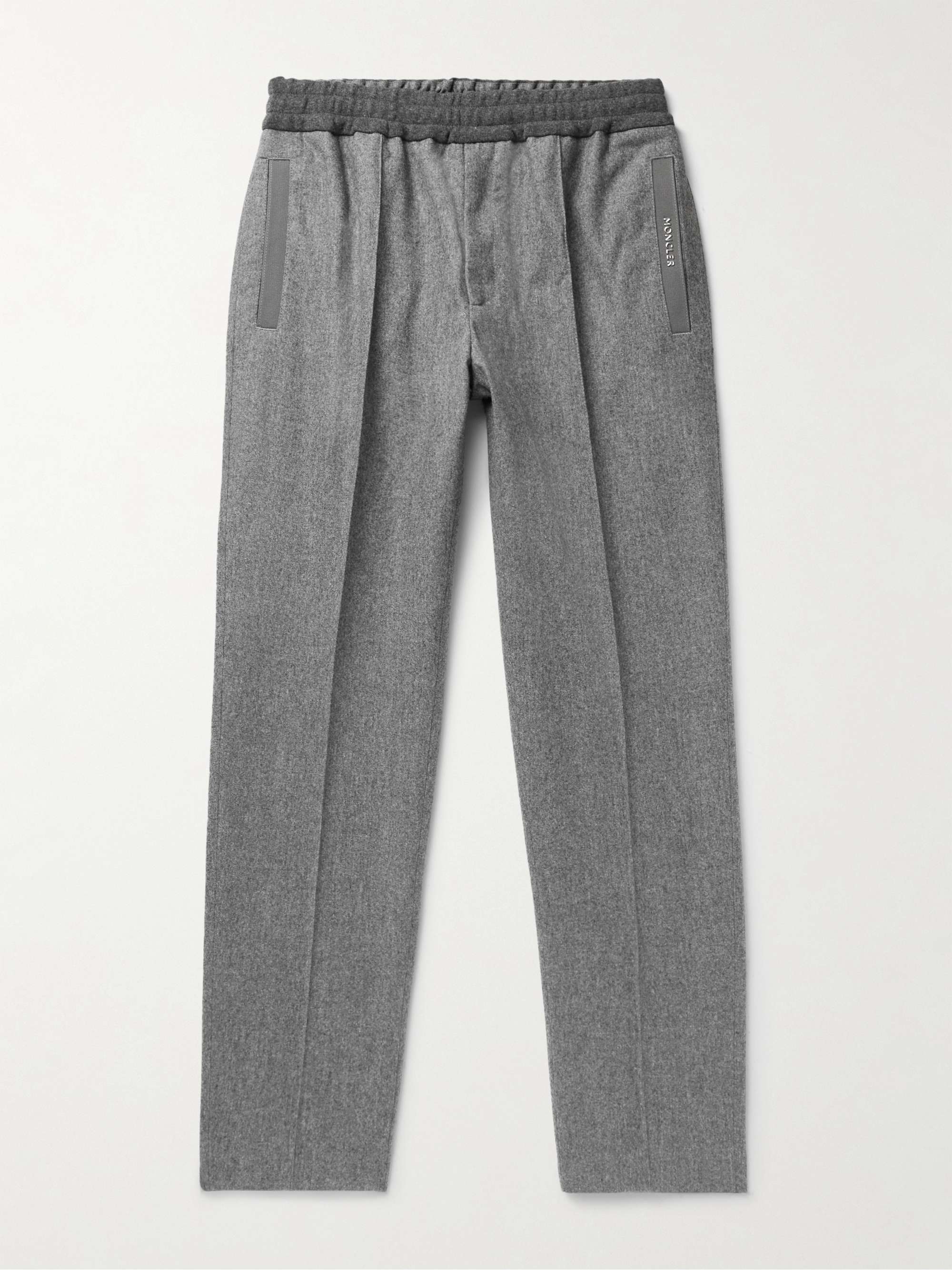 MONCLER Tapered Virgin Wool-Flannel Drawstring Trousers