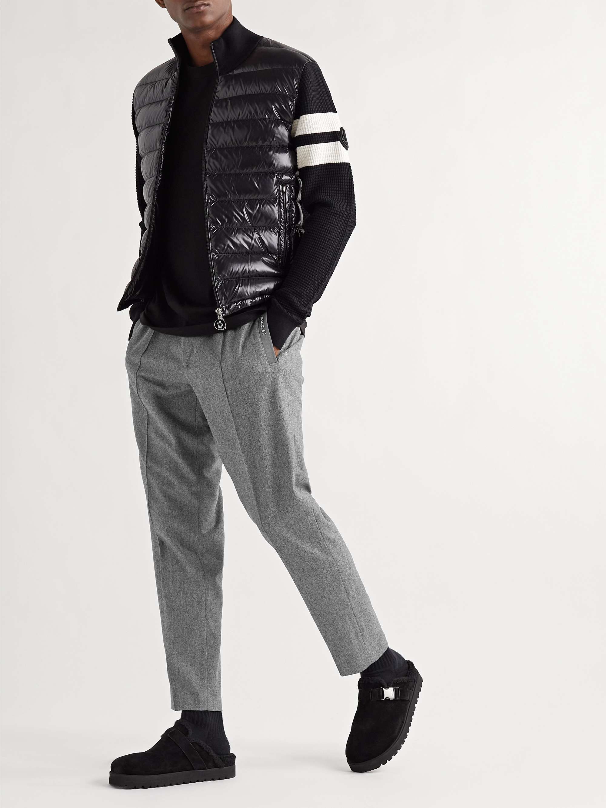 MONCLER Tapered Virgin Wool-Flannel Drawstring Trousers