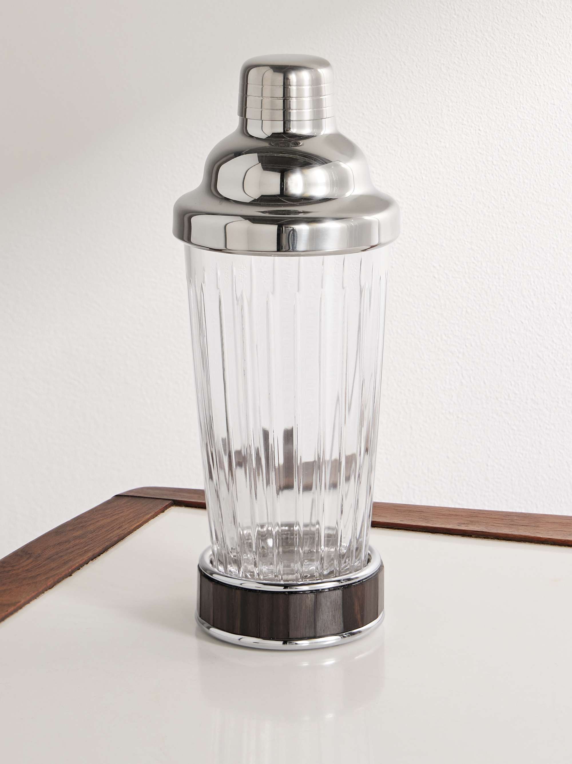 Glass, Ebony and Stainless Steel Cocktail Shaker