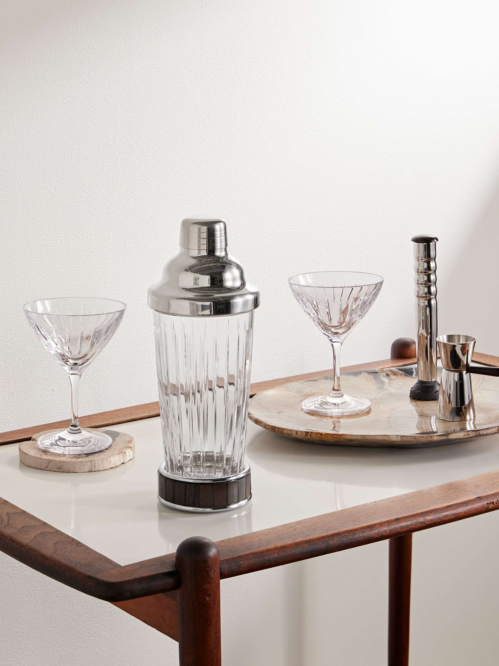 LORENZI MILANO Glass, Ebony and Stainless Steel Cocktail Shaker