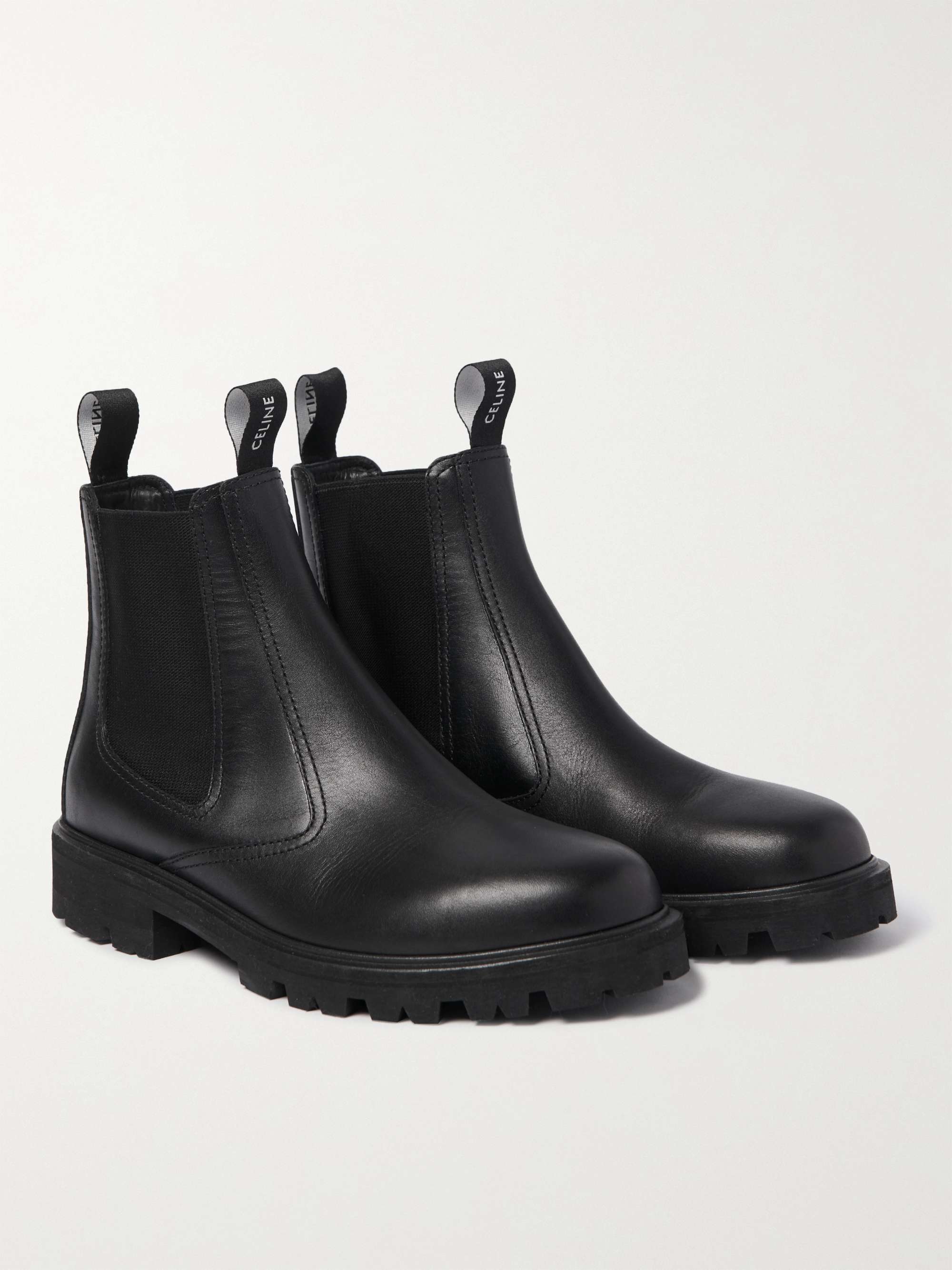 CELINE Margaret Waxed-Leather Chelsea Boots