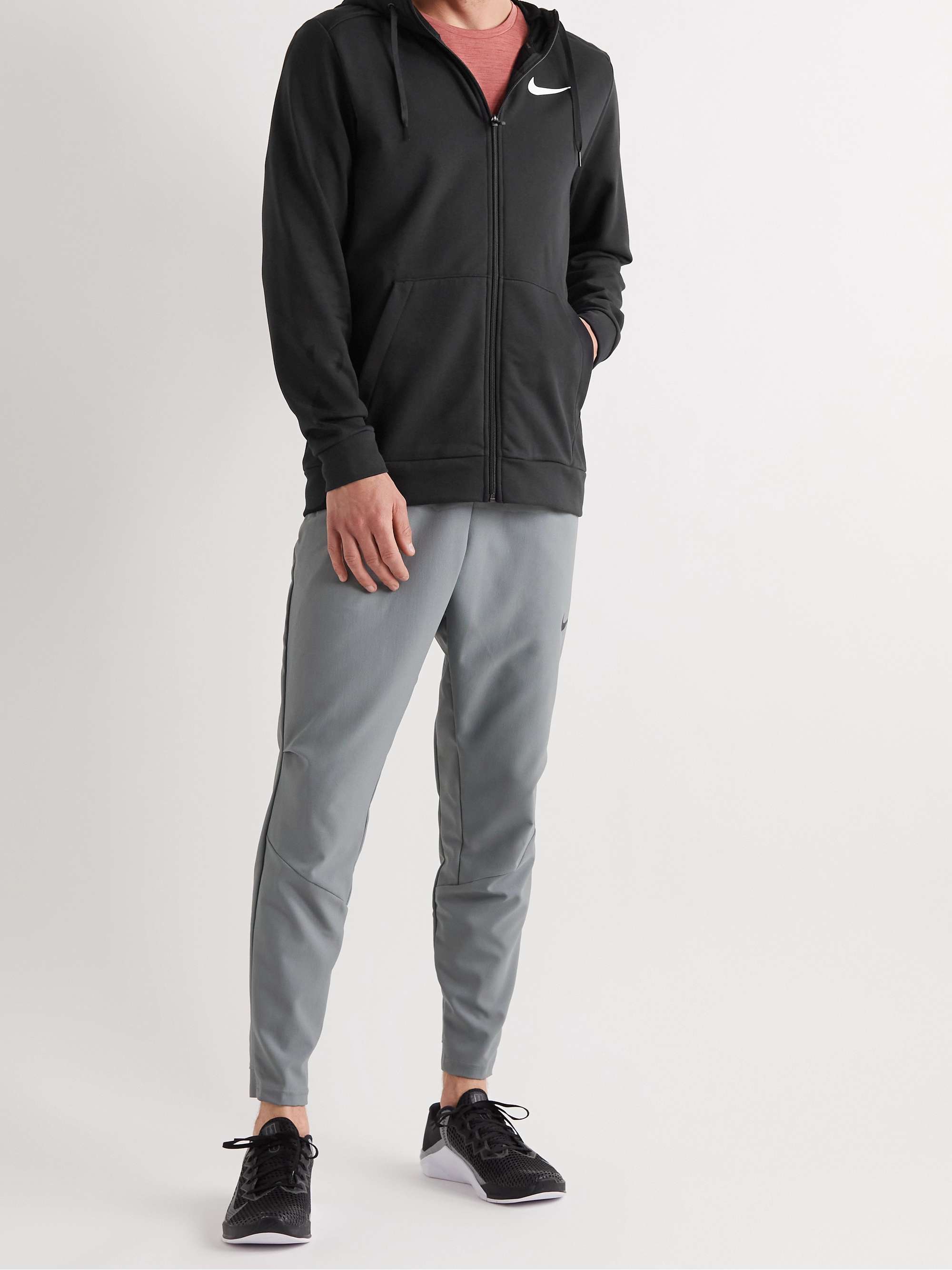 NIKE TRAINING Logo-Print Dri-FIT Cotton-Blend Jersey Zip-Up Hoodie