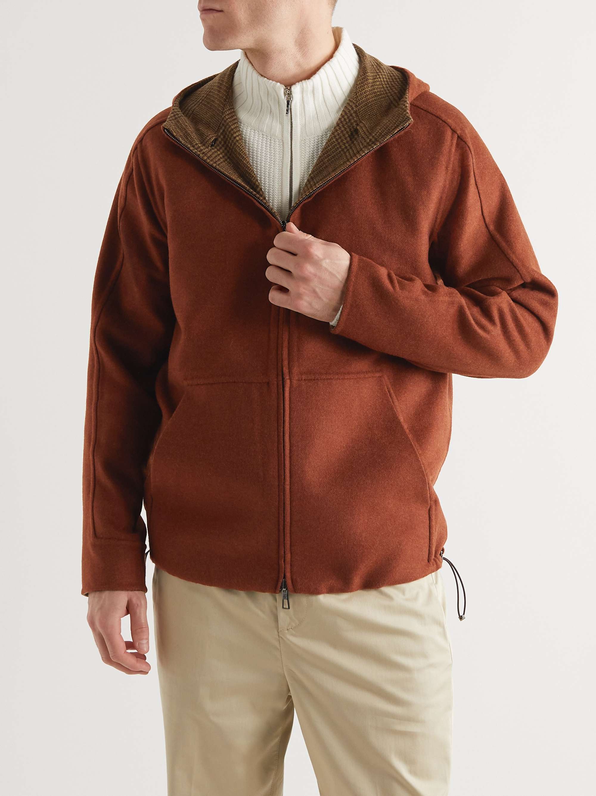 LORO PIANA Haldon Reversible Checked Cashmere Hooded Jacket